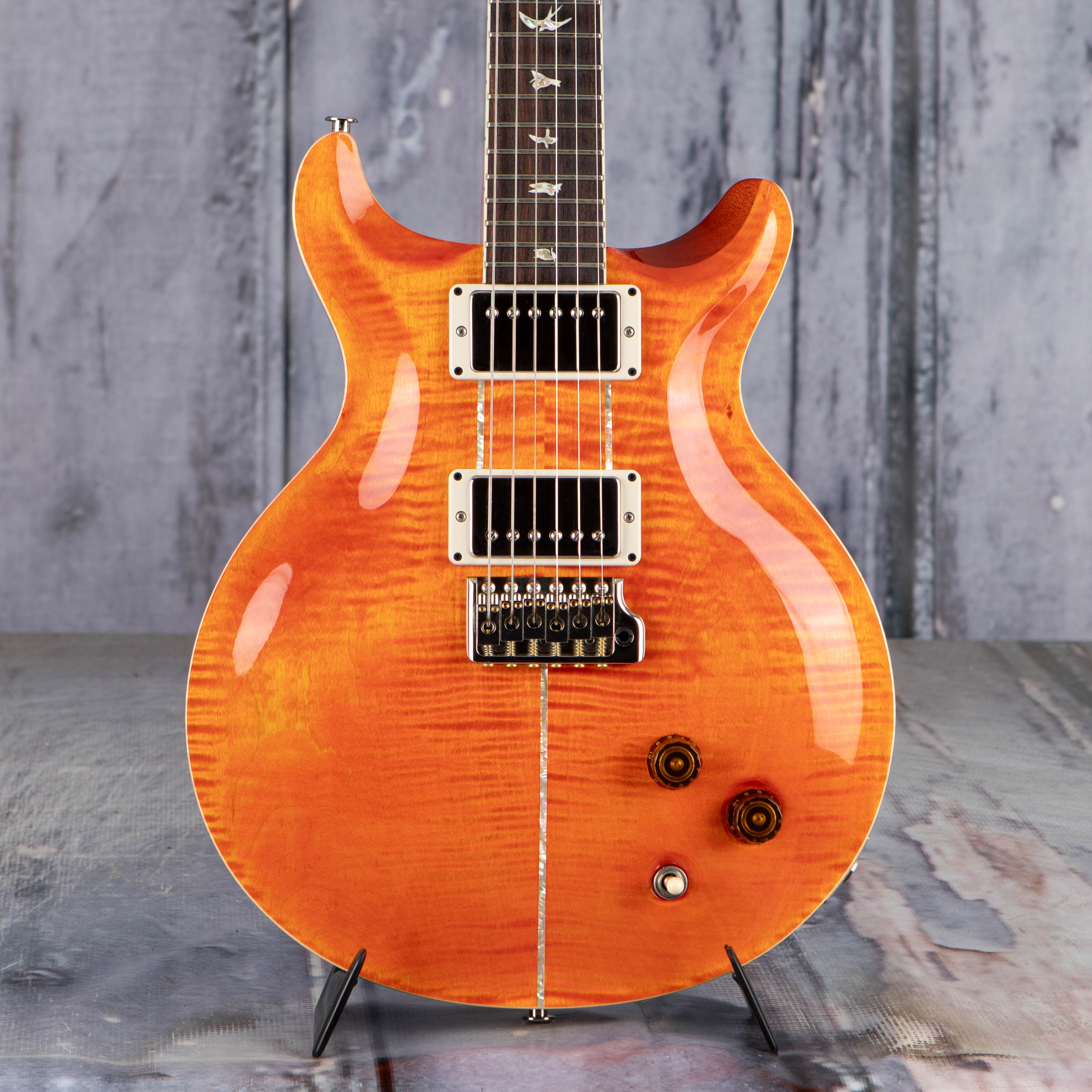 Paul Reed Smith Santana Retro Electric Guitar, Orange, front closeup