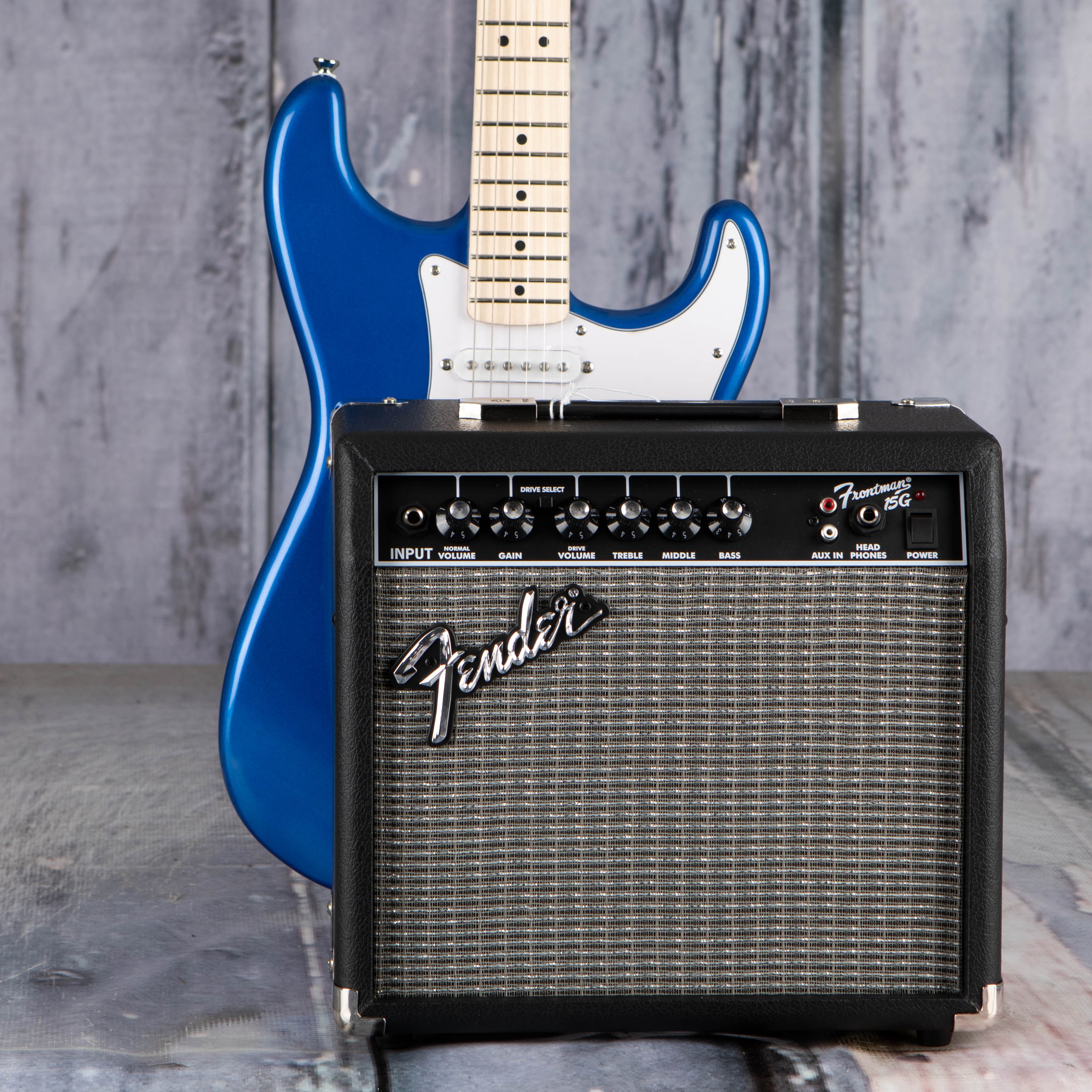 Squier Affinity Series Stratocaster HSS Guitar & Amplifier Pack, Lake Placid Blue, amp