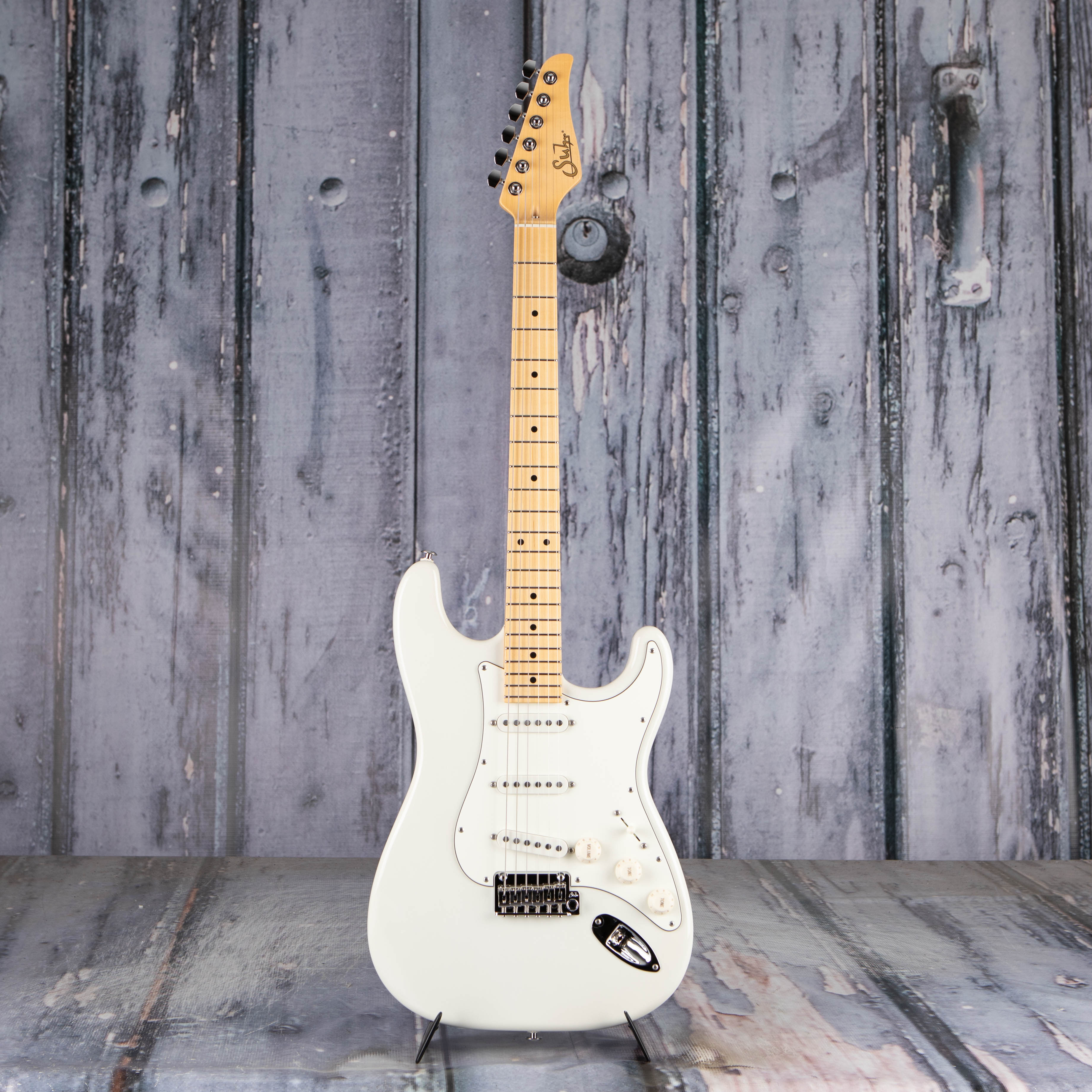 Suhr Classic S Electric Guitar, SSS, Maple Fingerboard, Olympic White, front