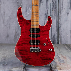 Suhr Modern Plus HSH Electric Guitar, Chili Pepper Red, front closeup