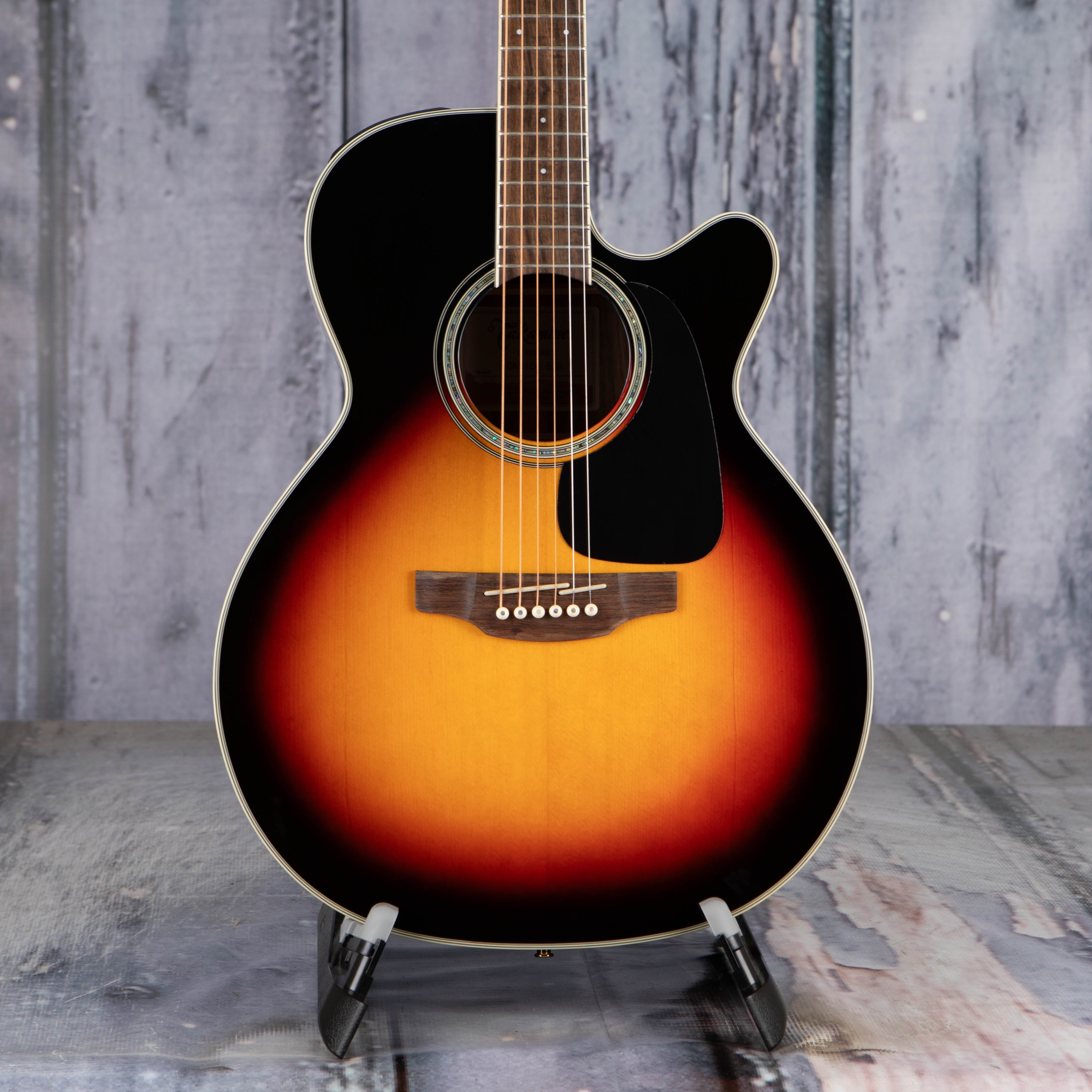 Takamine GN51CE NEX Acoustic/Electric Guitar, Brown Sunburst, front closeup