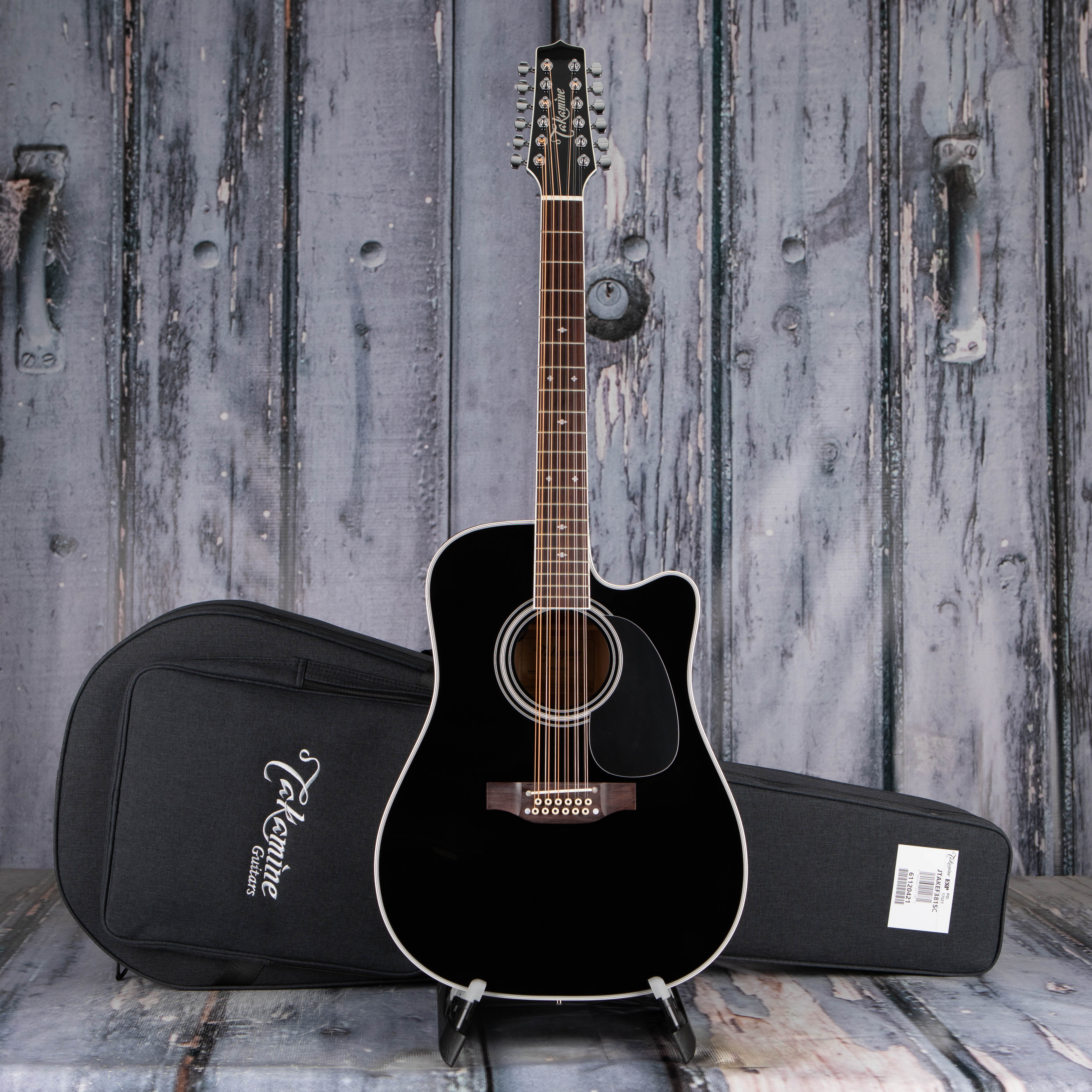 Takamine Legacy EF381SC 12-String Acoustic/Electric Guitar, Gloss Black, case