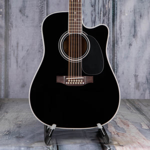 Takamine Legacy EF381SC 12-String Acoustic/Electric Guitar, Gloss Black, front closeup