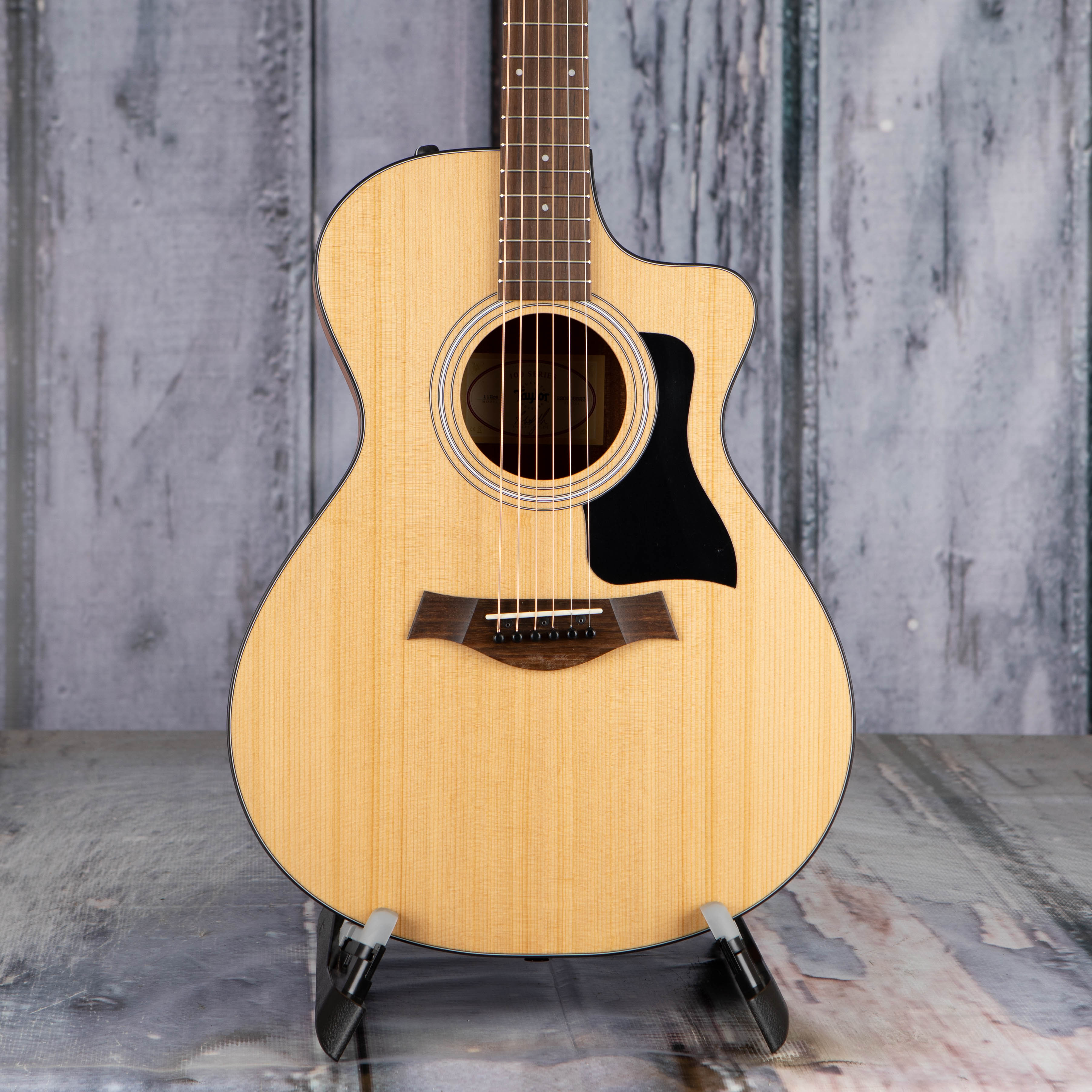 Taylor 112ce-S Acoustic/Electric Guitar, Natural, front closeup