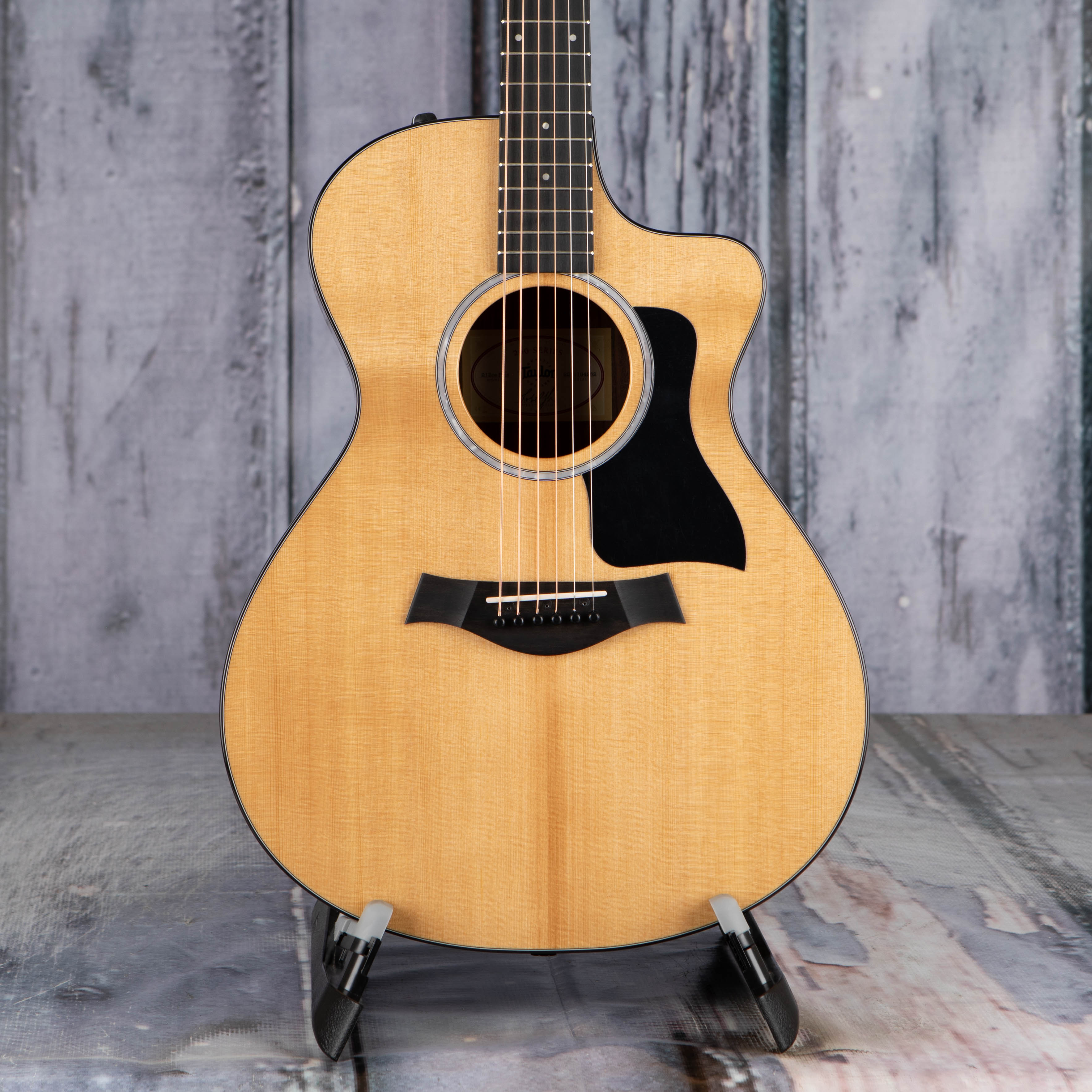 Taylor 212ce Plus Acoustic/Electric Guitar, Natural, front closeup