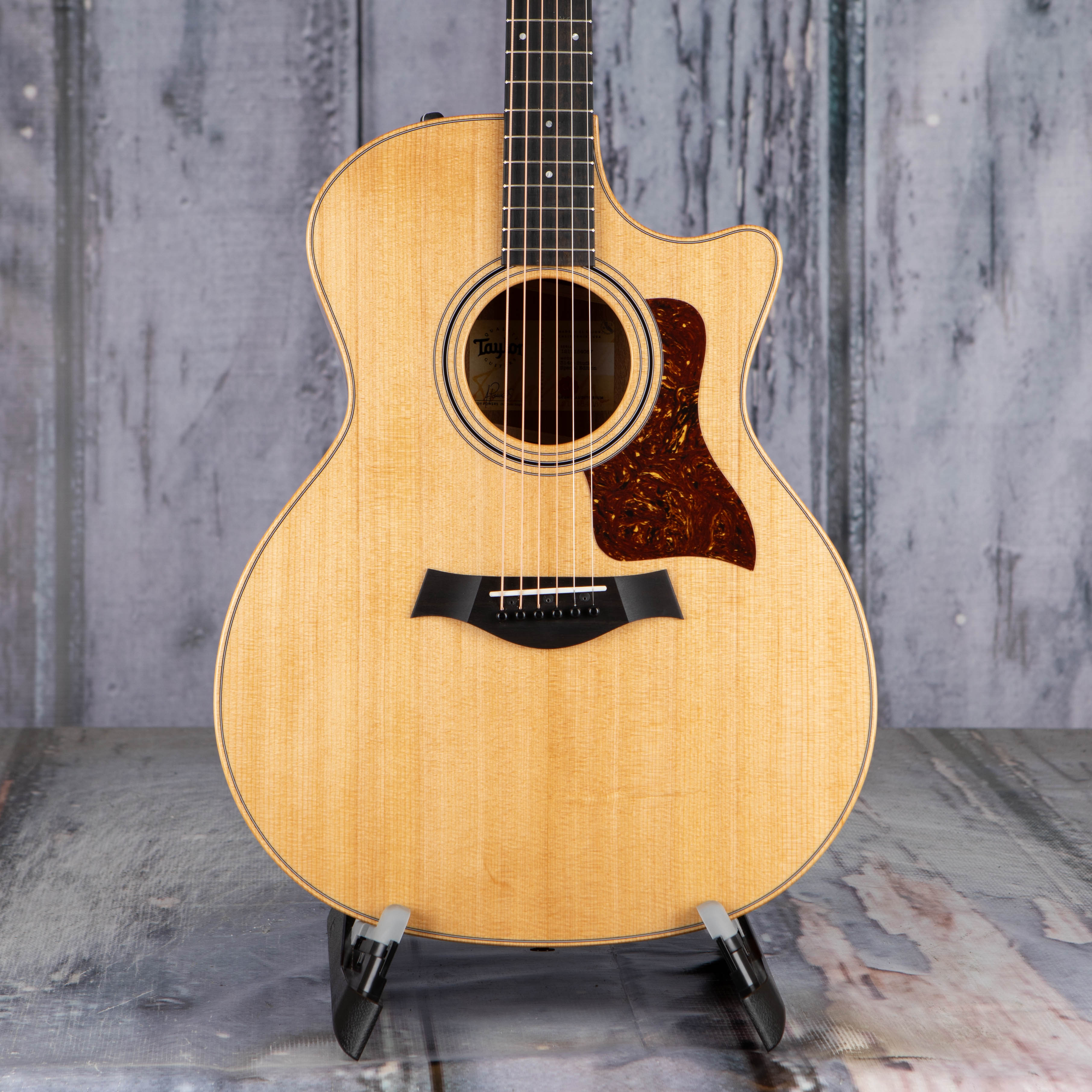 Taylor 314ce Studio Acoustic/Electric Guitar, Natural, front closeup