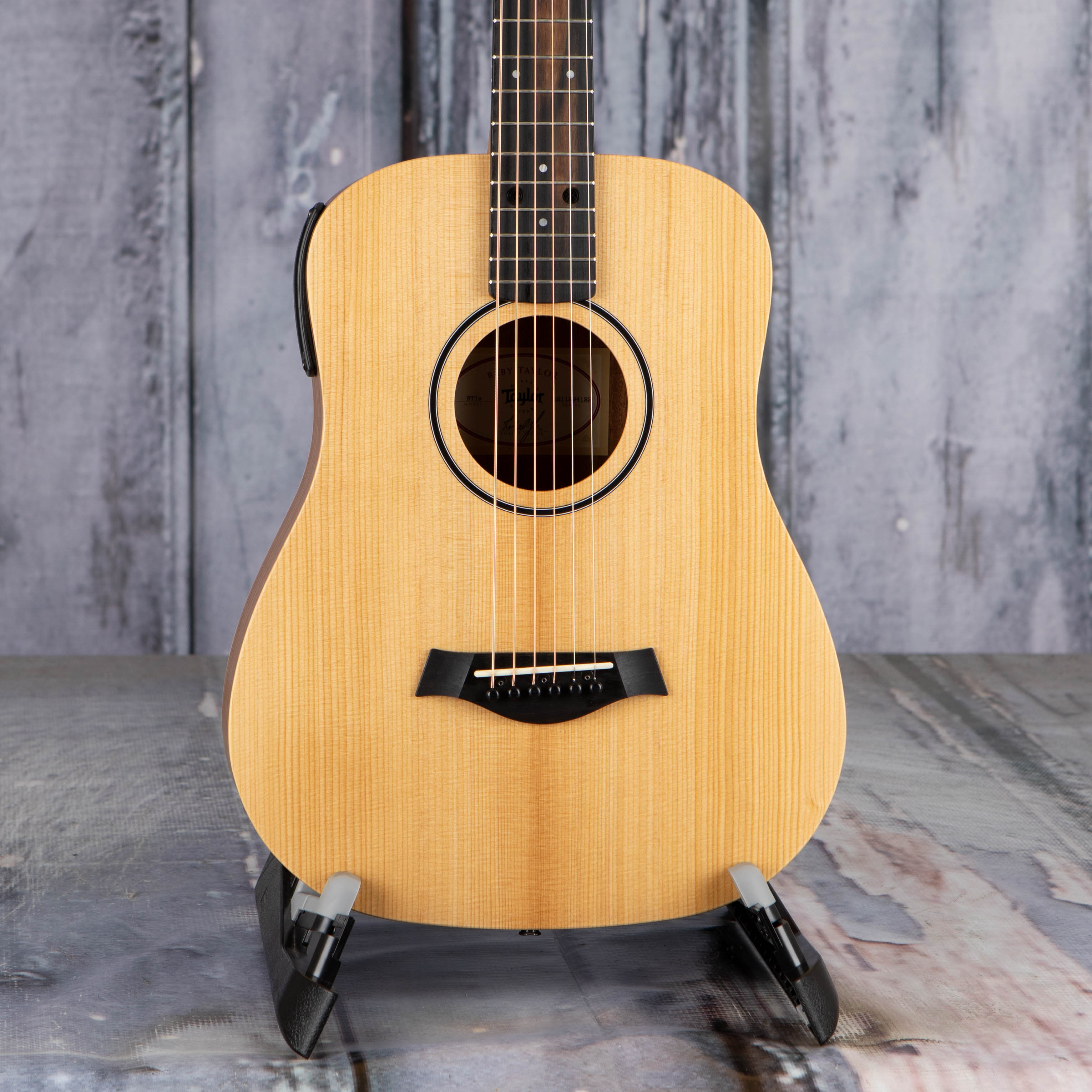 Taylor BT1e Baby Taylor Acoustic/Electric Guitar, Natural, front closeup