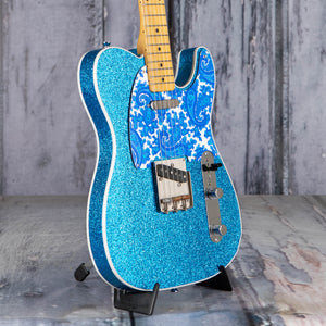 Used Crook Water T-Style Electric Guitar, Blue Sparkle, angle