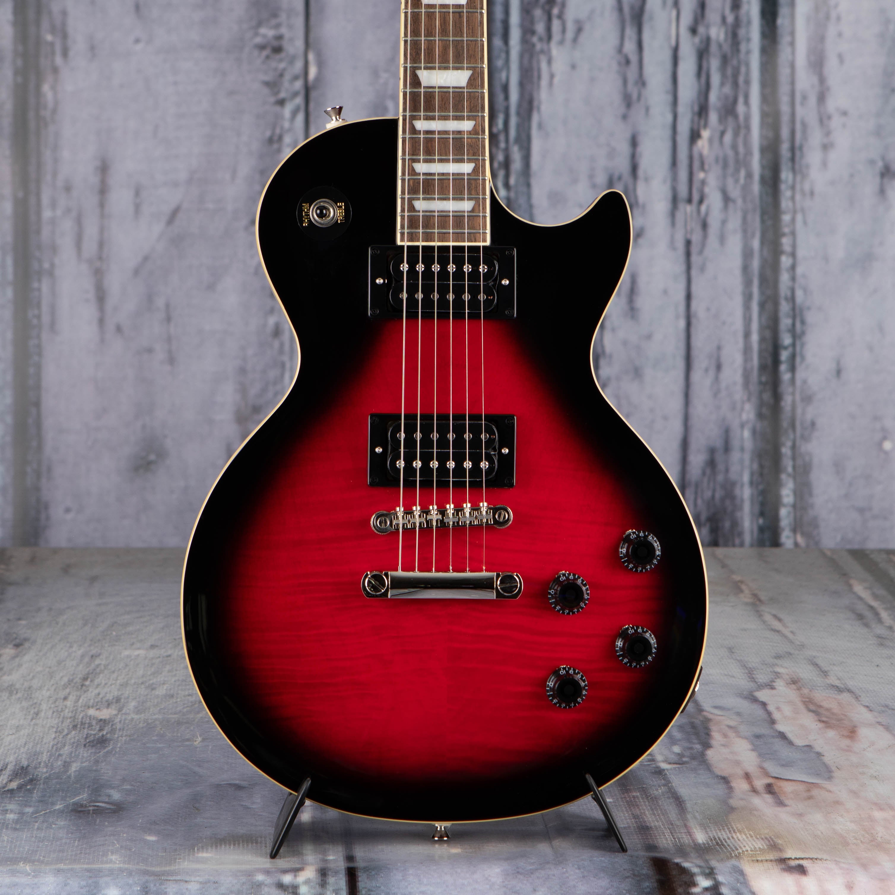 Used Epiphone Slash Les Paul Standard Electric Guitar, 2022, Vermillion Burst, front closeup