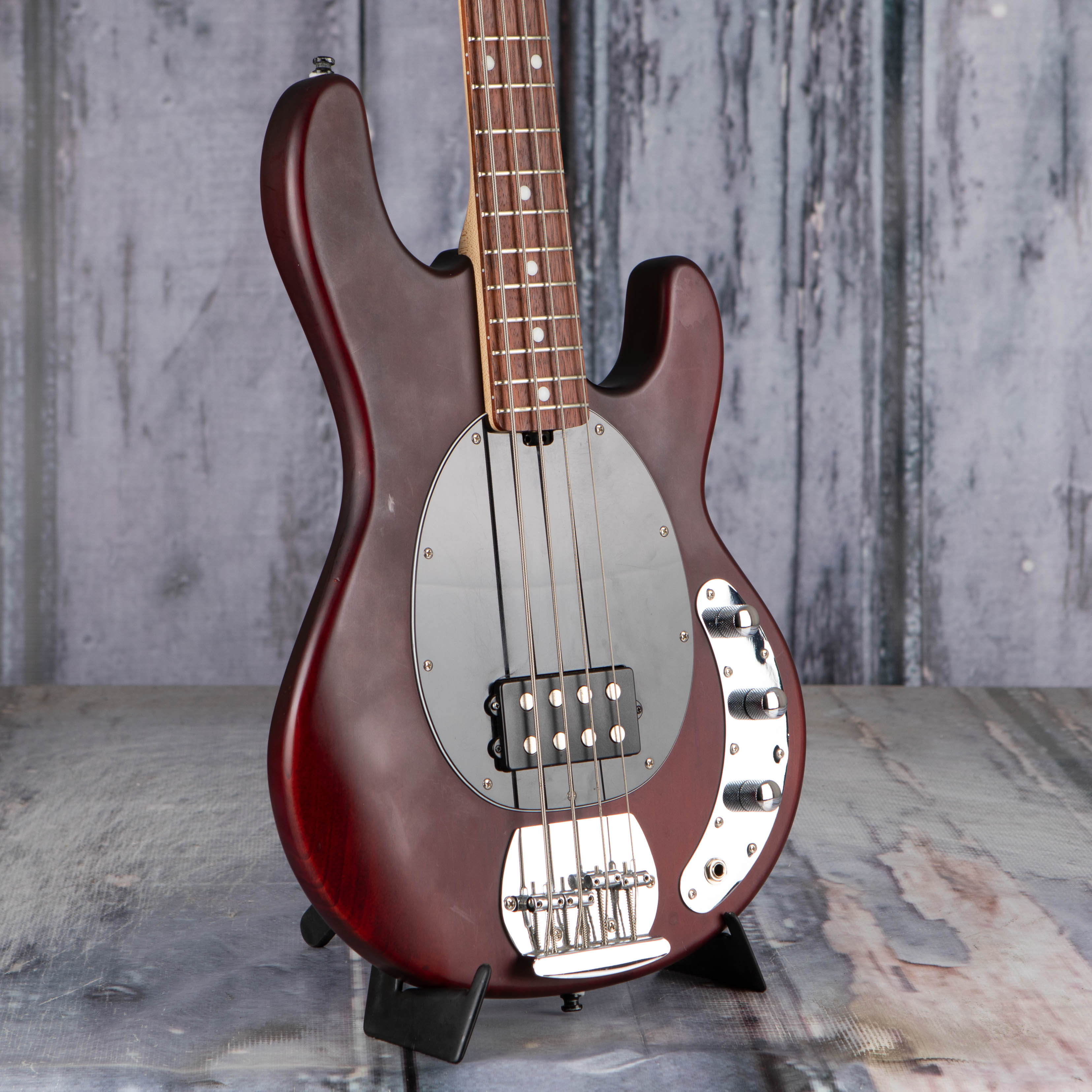 Used Ernie Ball Music Man Sterling StingRay Electric Bass Guitar, 2012, Walnut Satin, angle