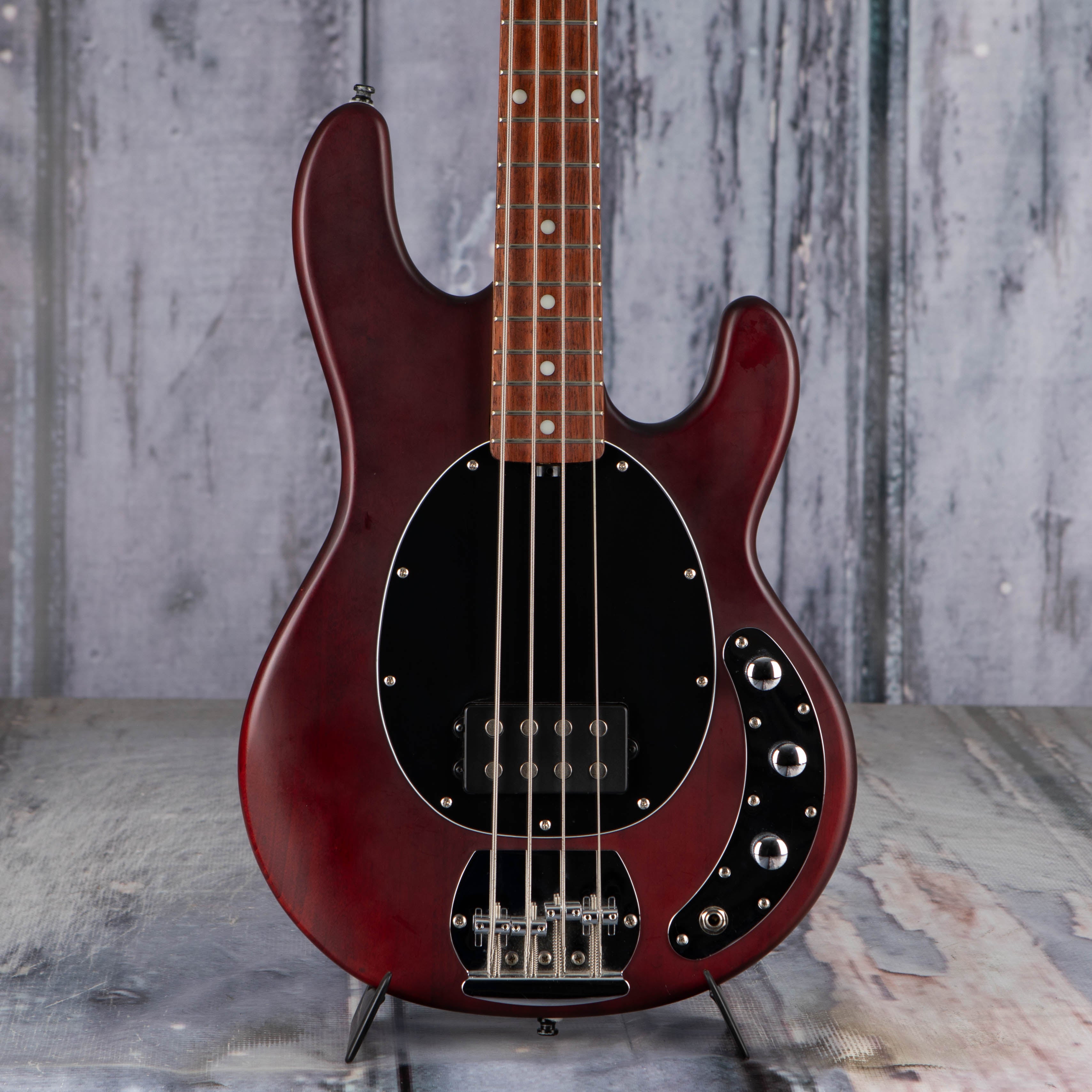 Used Ernie Ball Music Man Sterling StingRay Electric Bass Guitar, 2012, Walnut Satin, front closeup