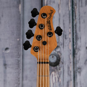 Used Ernie Ball Music Man StingRay 5 5-String Electric Bass Guitar, 2019, Black, front headstock