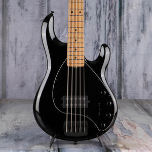 Used Ernie Ball Music Man StingRay 5 5-String Electric Bass Guitar, 2019, Black, front closeup