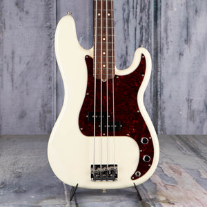 Used Fender American Professional II Precision Bass Guitar, Olympic White, front closeup