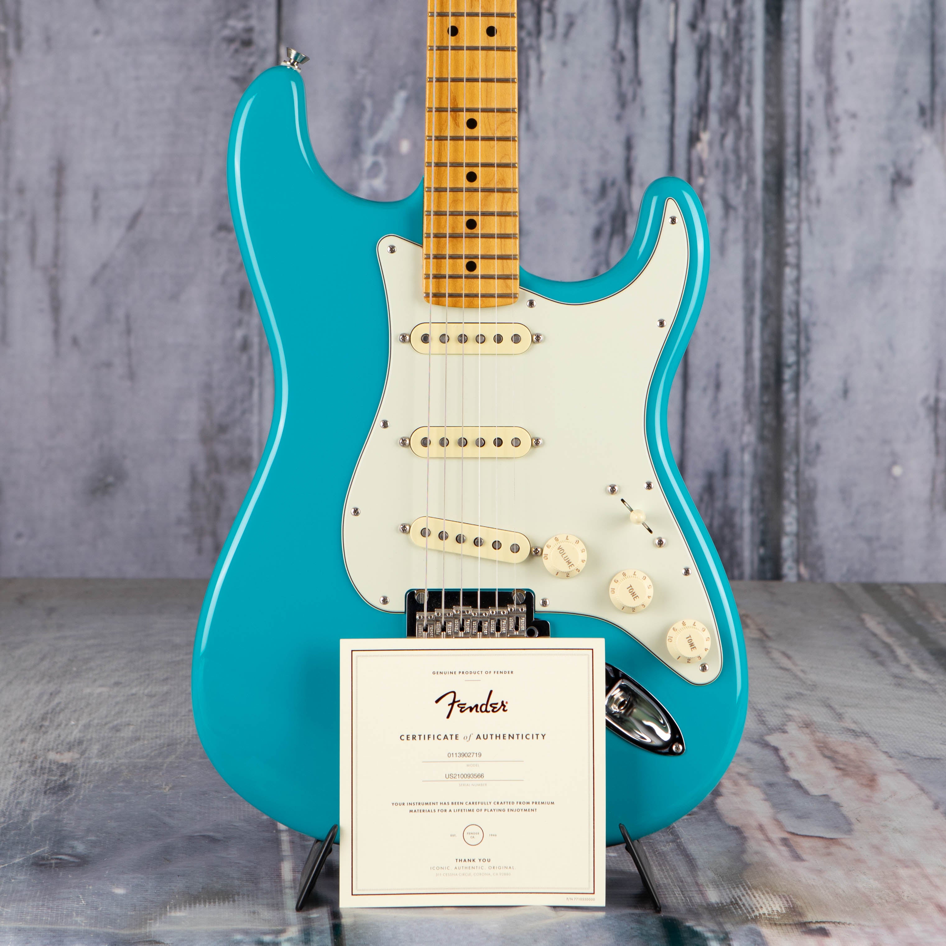 Used Fender American Professional II Stratocaster Electric Guitar, 2022, Miami Blue, coa