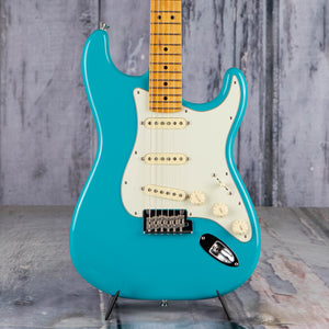 Used Fender American Professional II Stratocaster Electric Guitar, 2022, Miami Blue, front closeup