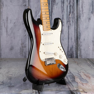 Used Fender American Standard Stratocaster Electric Guitar, 1998, 3-Tone Sunburst, angle