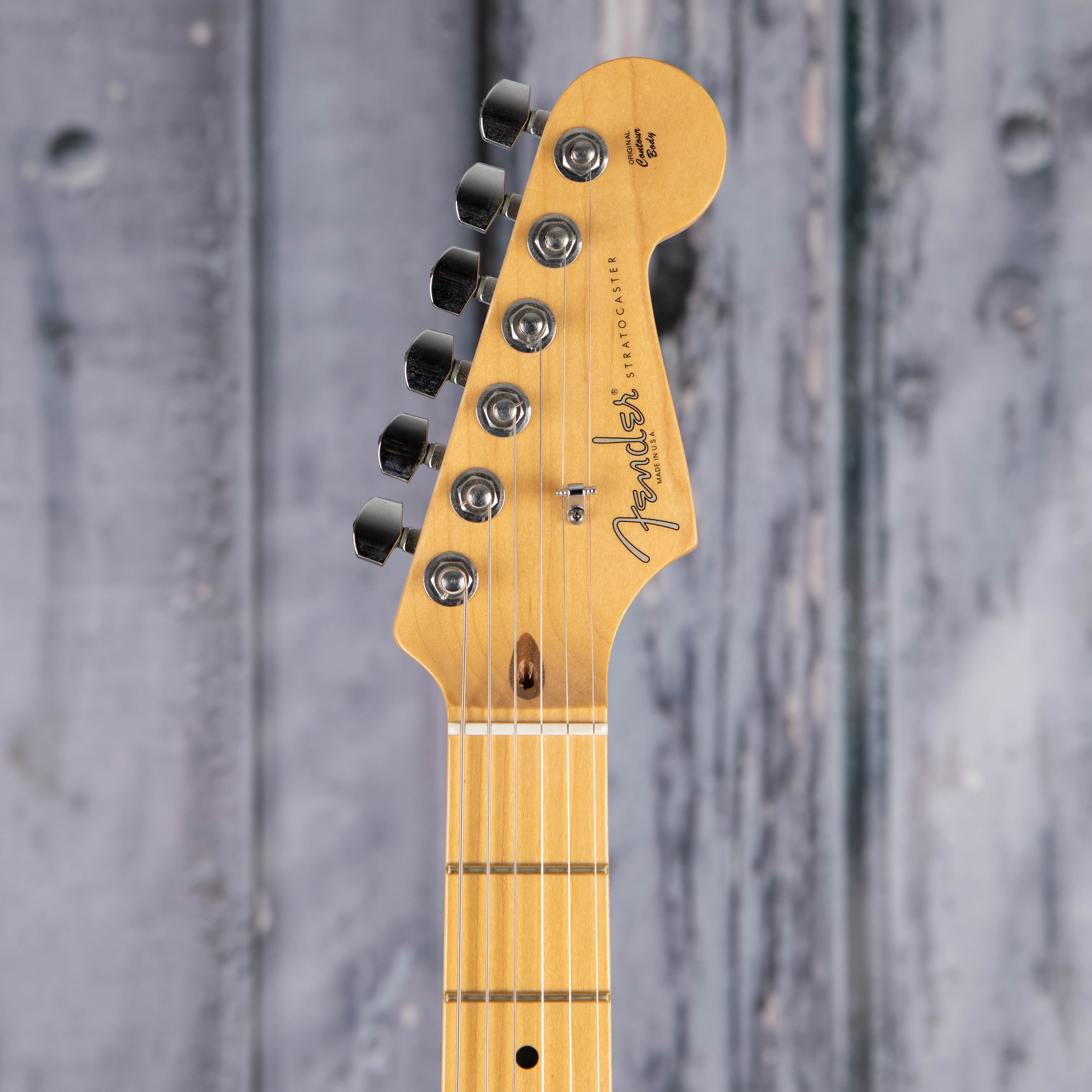 Used Fender American Standard Stratocaster Electric Guitar, 2011, 3-Tone Sunburst, front headstock