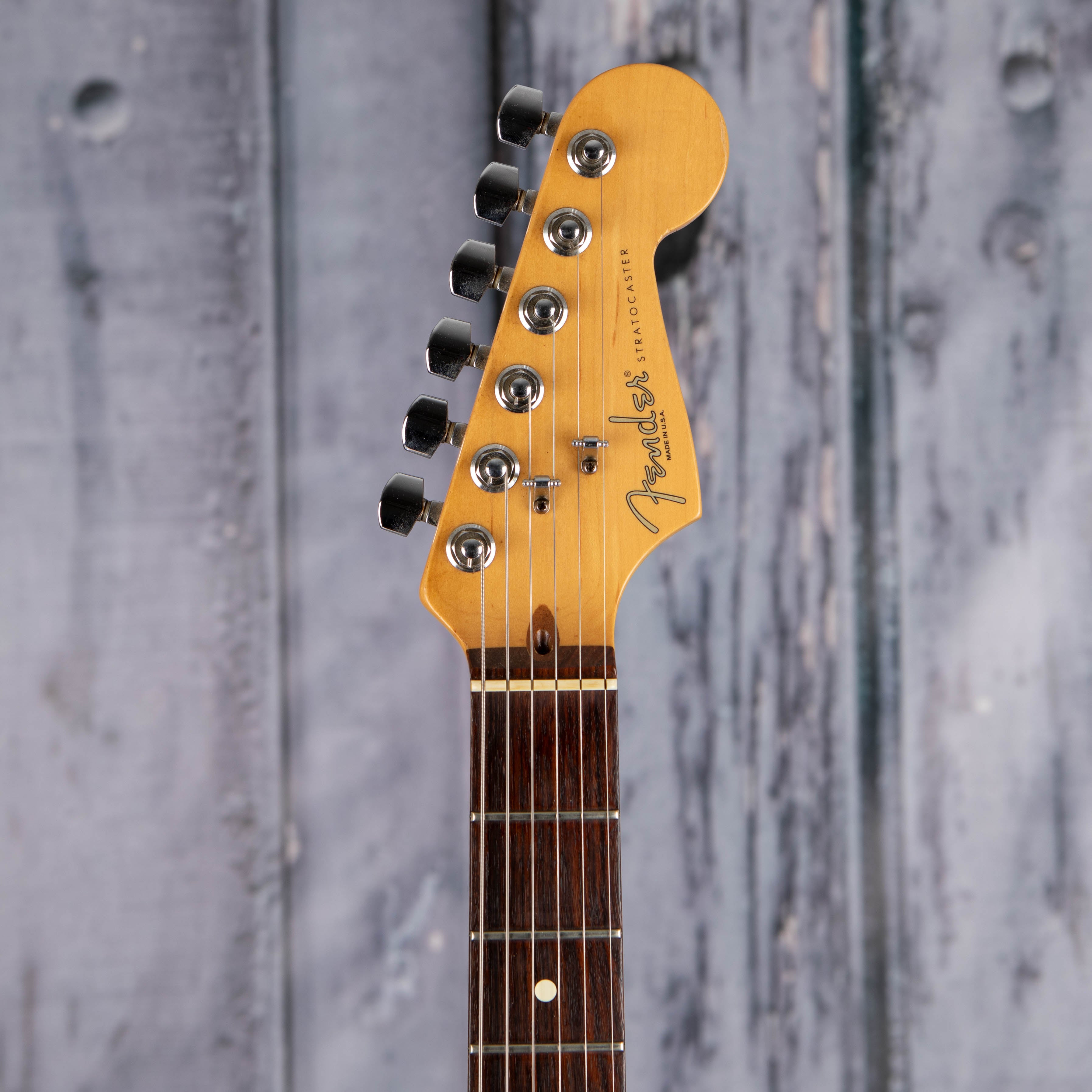 Used Fender American Standard Stratocaster HSS Electric Guitar, 2000, Natural, front headstock