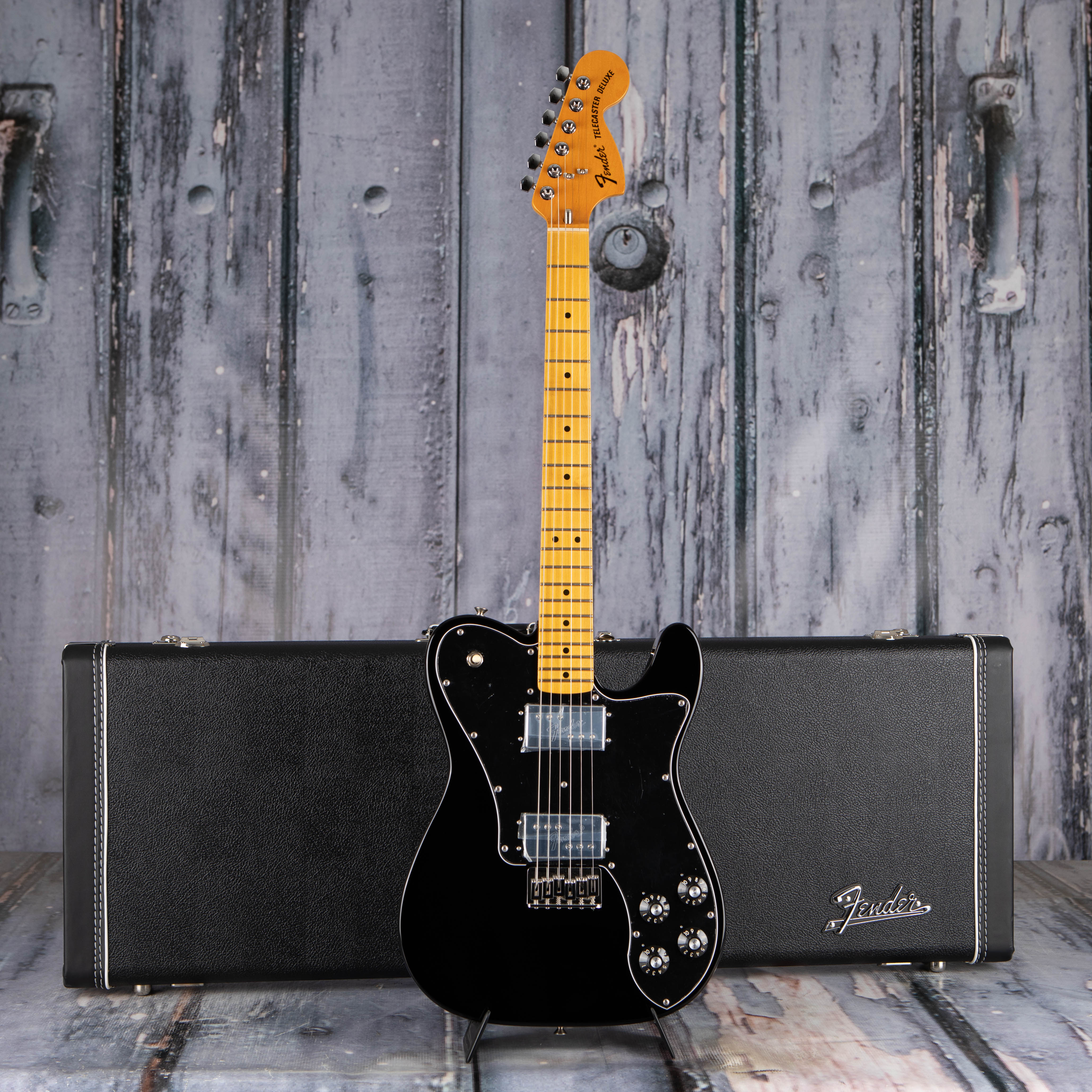 Used Fender American Vintage II 1975 Telecaster Deluxe Electric Guitar, Black, case