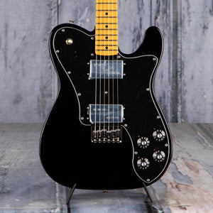 Used Fender American Vintage II 1975 Telecaster Deluxe Electric Guitar, Black, front closeup