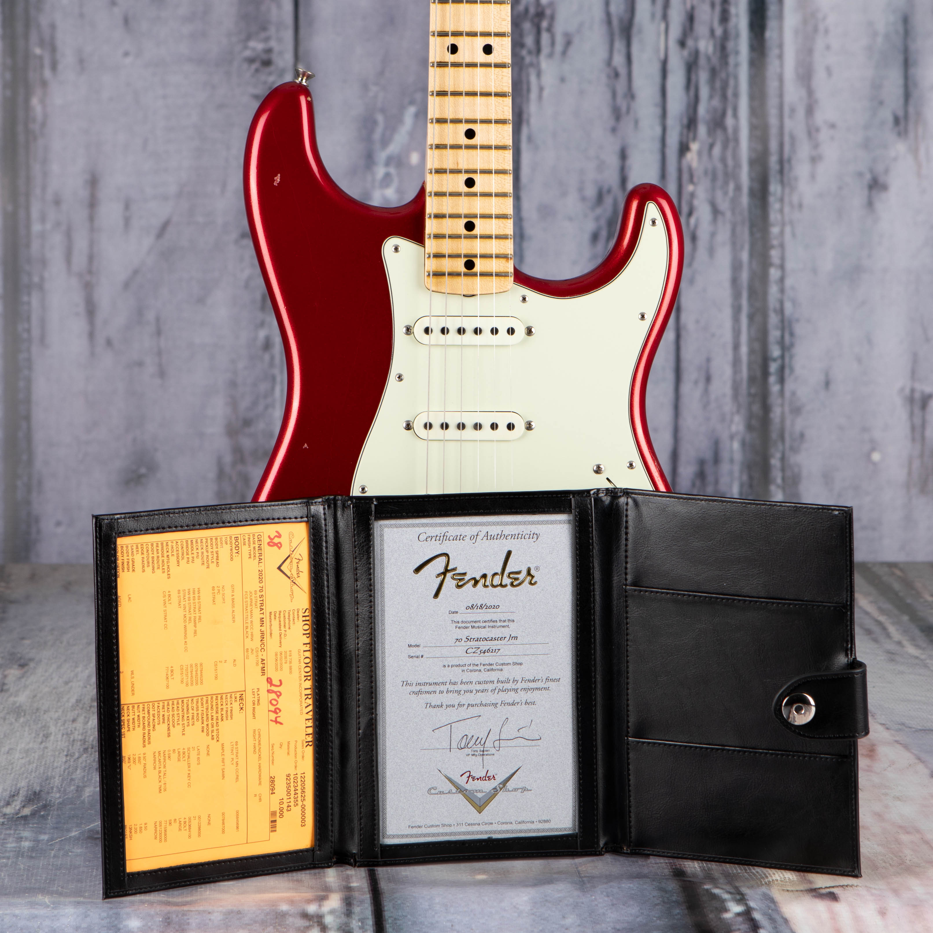 Used Fender Custom Shop 70 Stratocaster Journeyman Relic Closet Classic Electric Guitar, Aged Firemist Red, coa