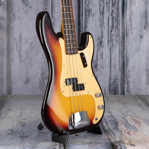 Used Fender Custom Shop Limited 1959 Precision Bass Journeyman Relic Electric Bass Guitar, 2023, Chocolate 3-Tone Sunburst, angle