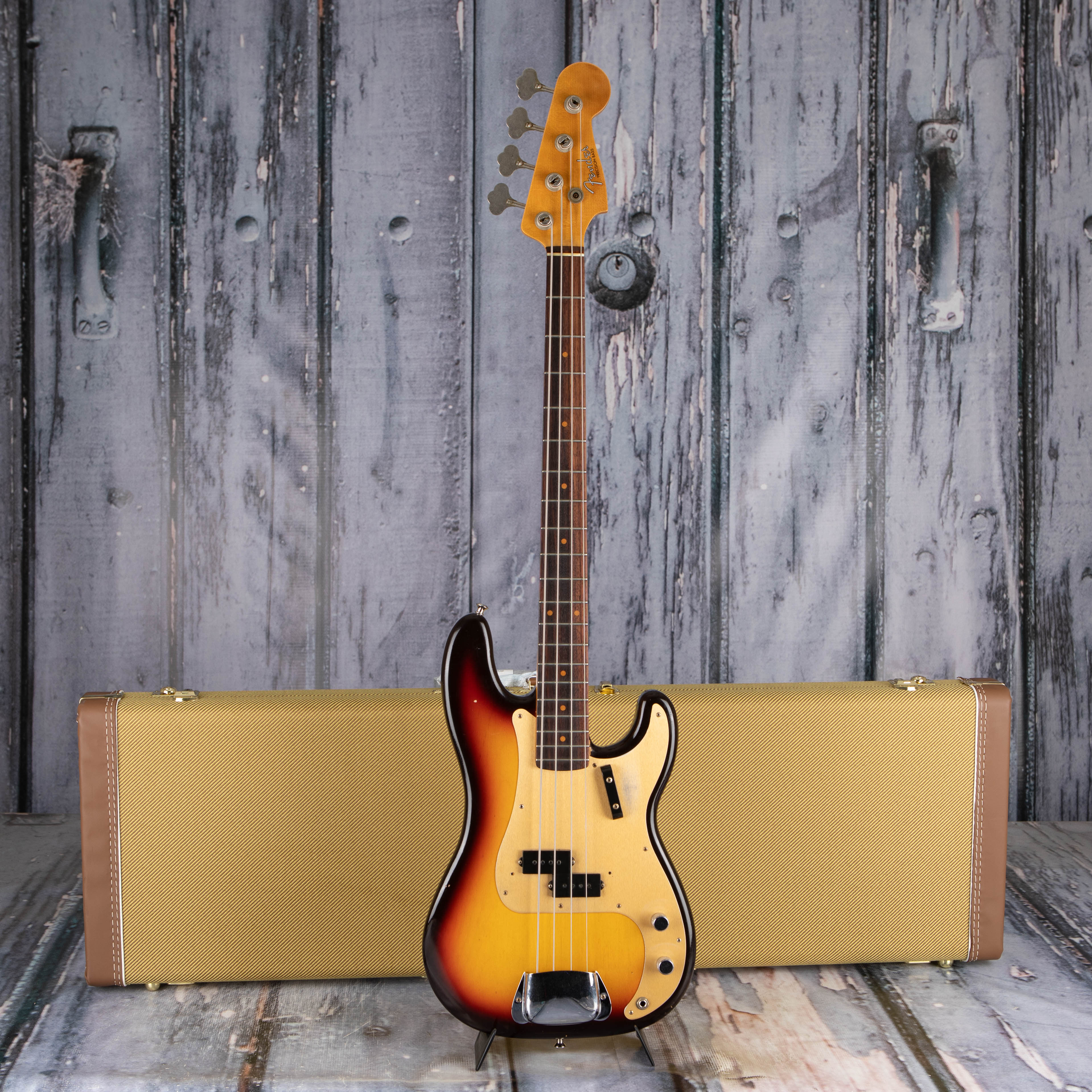 Used Fender Custom Shop Limited 1959 Precision Bass Journeyman Relic Electric Bass Guitar, 2023, Chocolate 3-Tone Sunburst, case