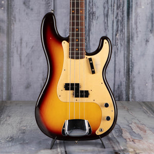 Used Fender Custom Shop Limited 1959 Precision Bass Journeyman Relic Electric Bass Guitar, 2023, Chocolate 3-Tone Sunburst, front closeup