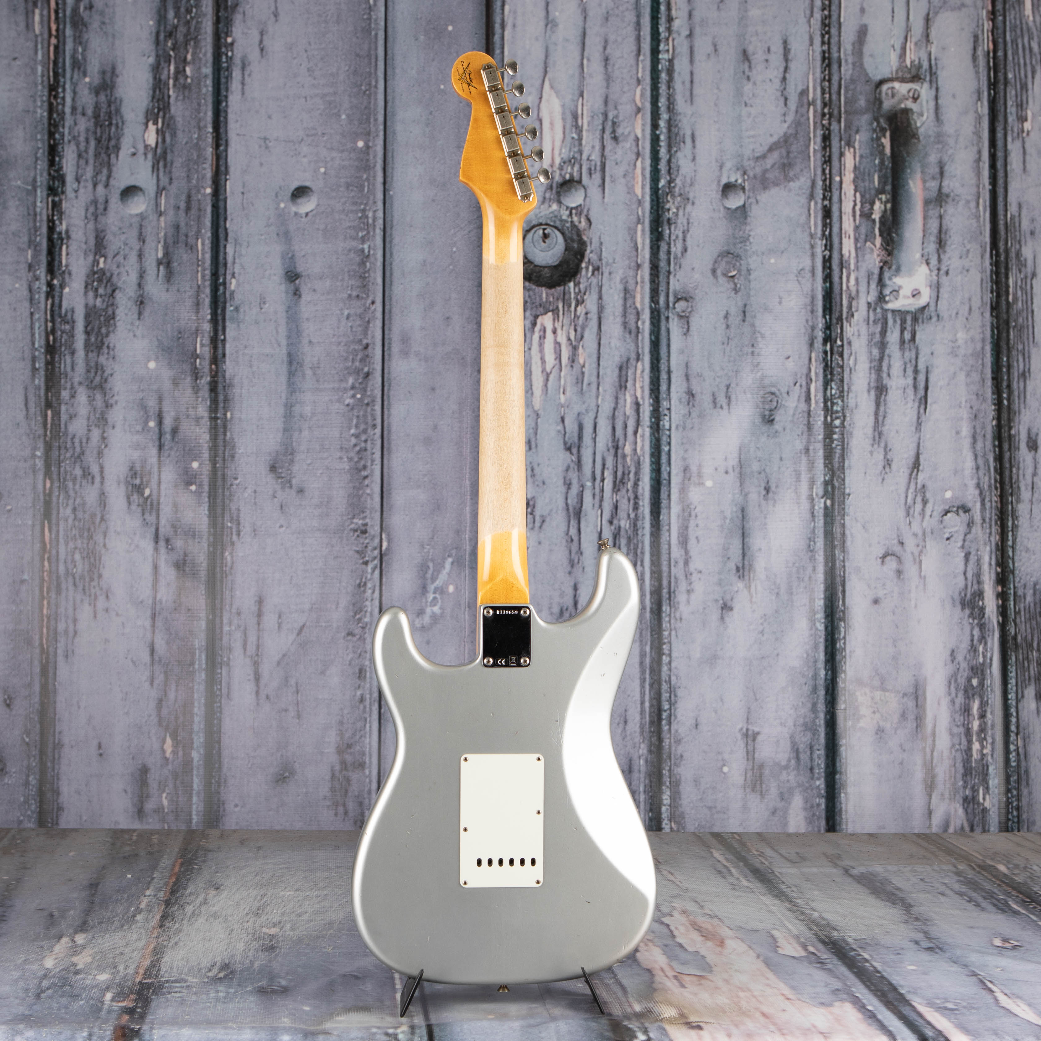 Used Fender Custom Shop Wildwood 10 1961 Stratocaster Journeyman Relic Electric Guitar, 2022, Faded Inca Silver Relic, back