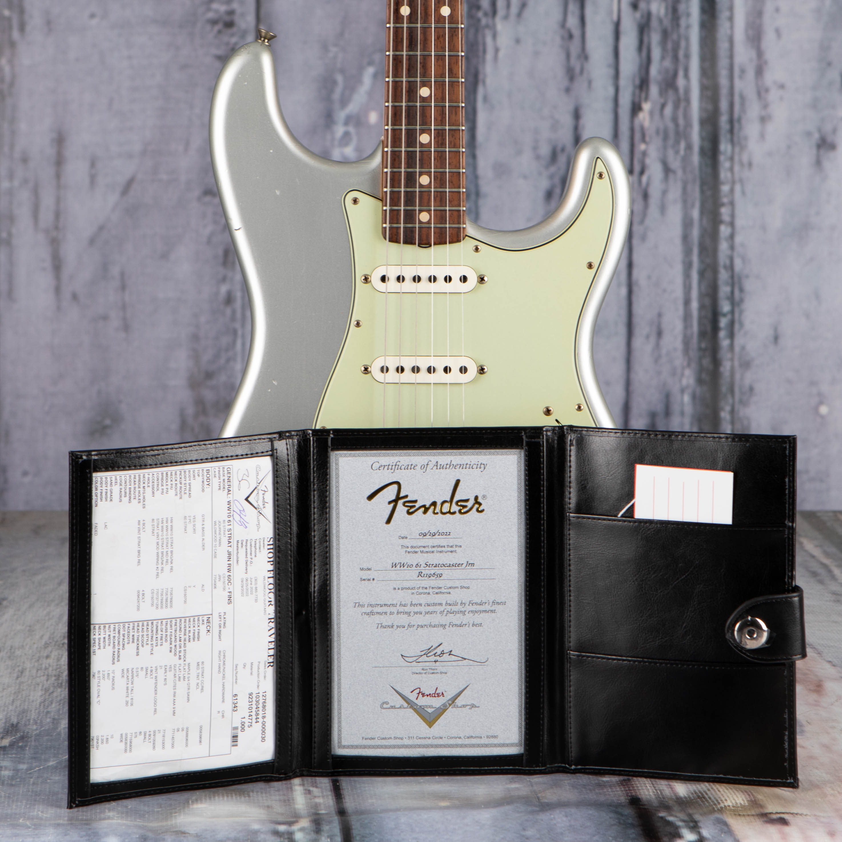 Used Fender Custom Shop Wildwood 10 1961 Stratocaster Journeyman Relic Electric Guitar, 2022, Faded Inca Silver Relic, coa