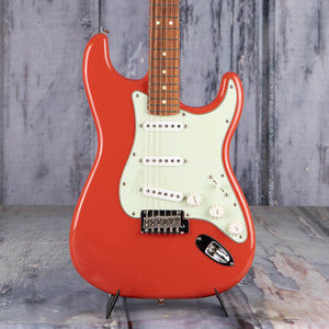 Used Fender Limited Player Stratocaster Electric Guitar, 2022, Fiesta Red, front closeup