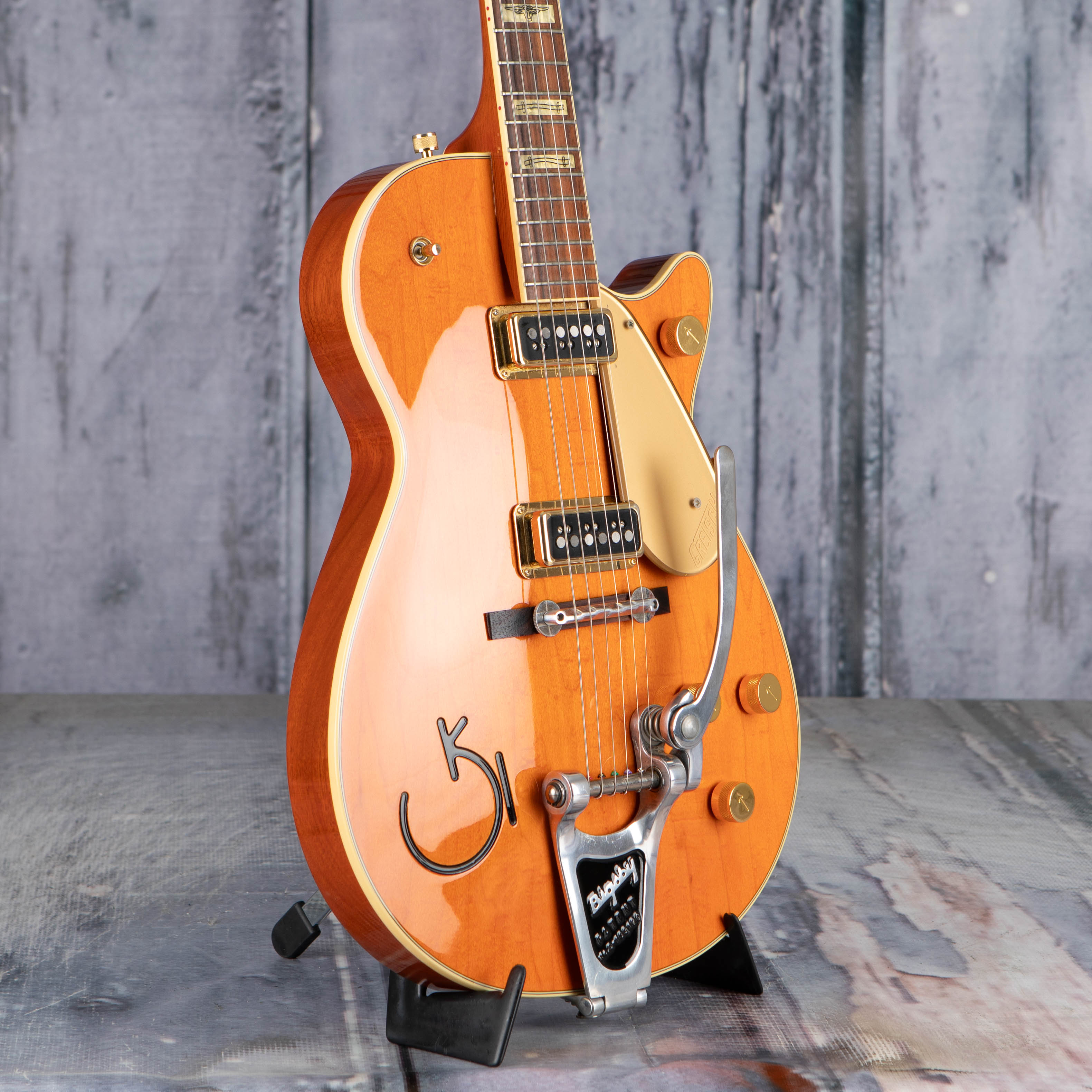 Used Gretsch 6121 Round Up Electric Guitar, Orange, angle