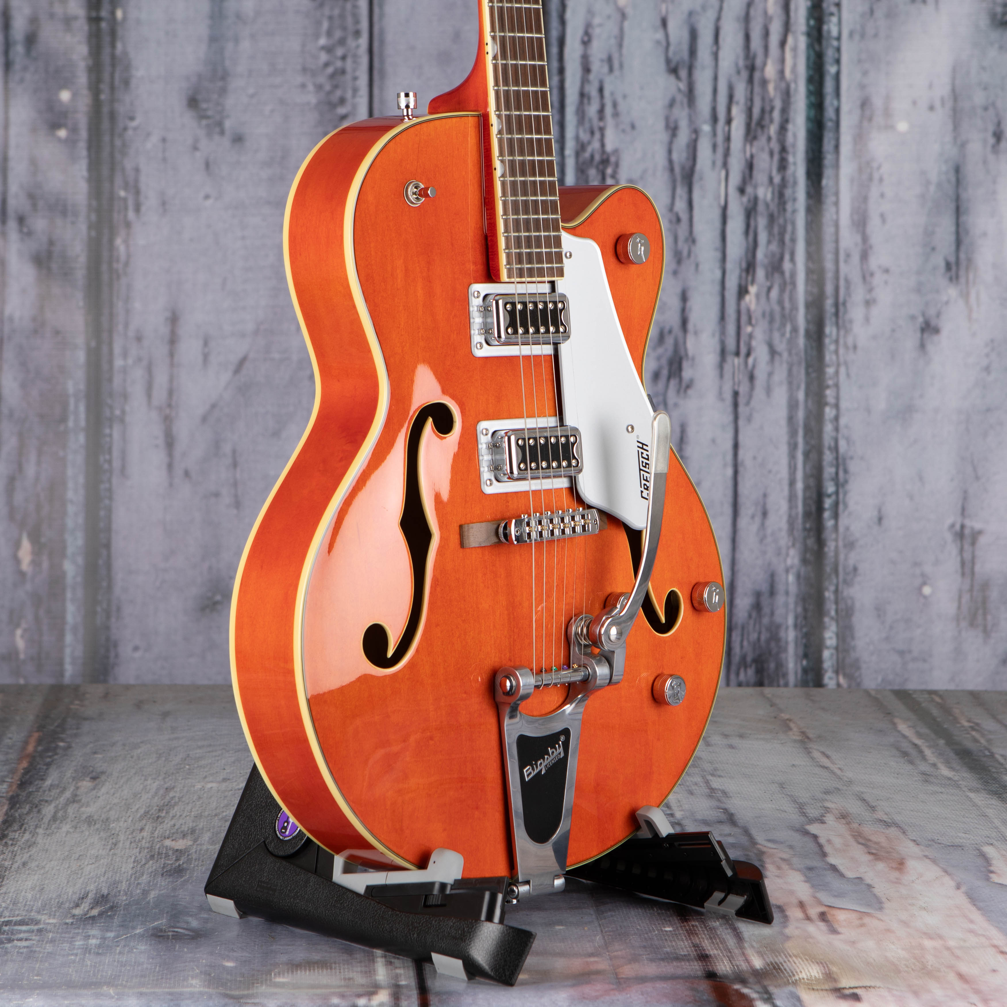 Used Gretsch G5420T Electromatic Classic Hollow Body Single-Cut W/ Bigsby Electric Guitar, Orange Stain, angle