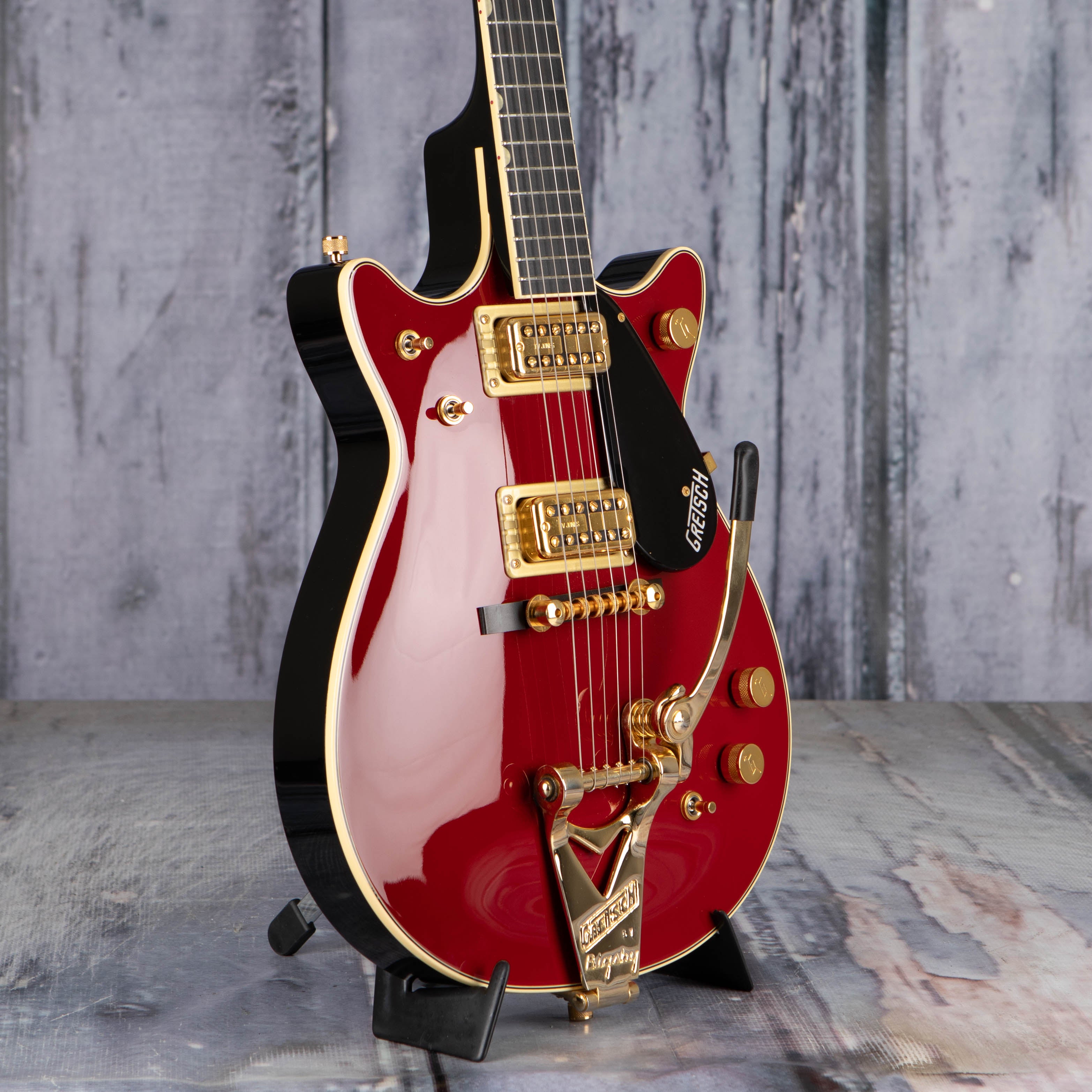 Used Gretsch G6131T-62 Vintage Select '62 Jet W/ Bigsby Electric Guitar, 2018, Vintage Firebird Red, angle