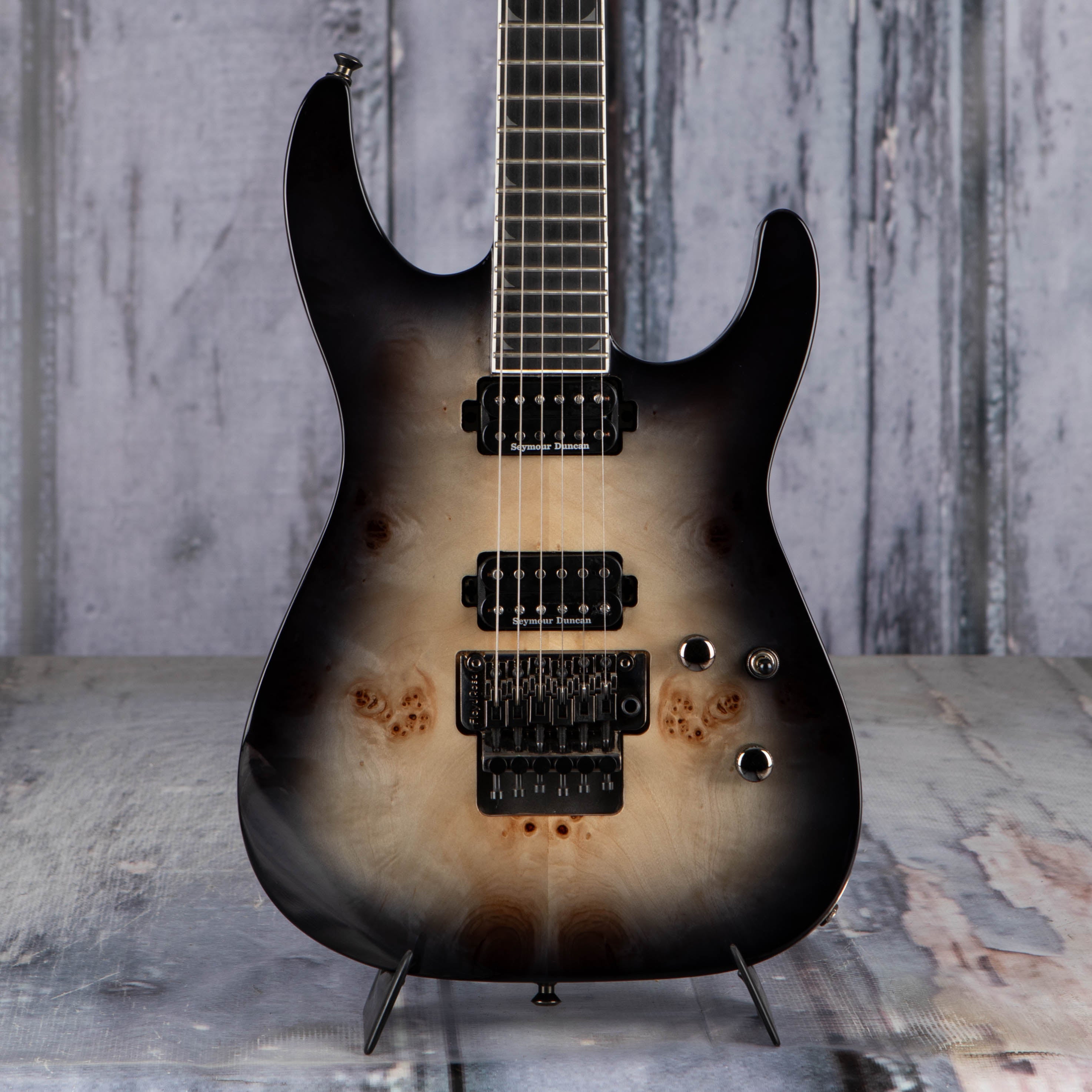 Used Jackson Pro Series Soloist SL2P MAH Electric Guitar, Transparent Black Burst, front closeup