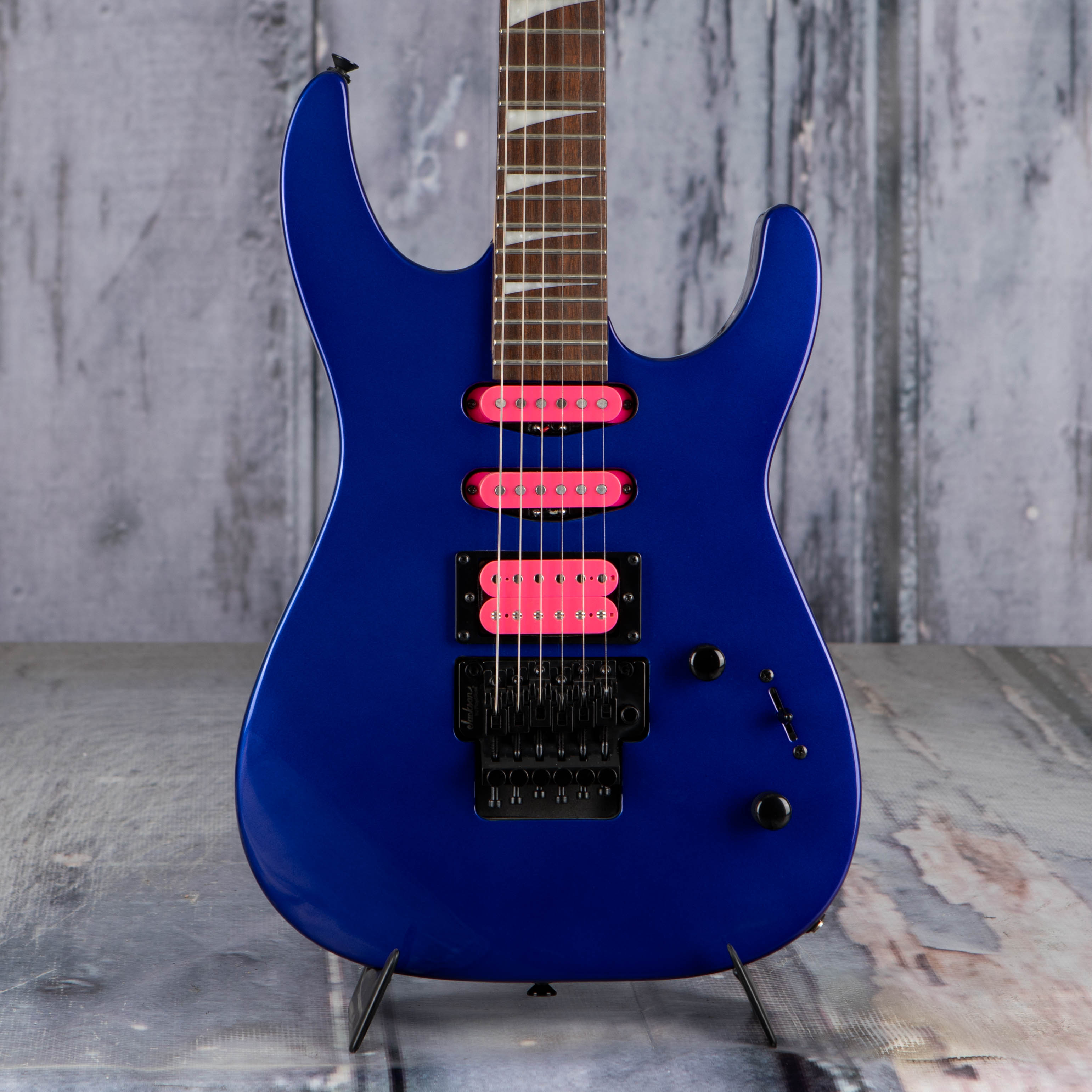 Used Jackson X Series Dinky DK3XR HSS Electric Guitar, Cobalt Blue, front closeup