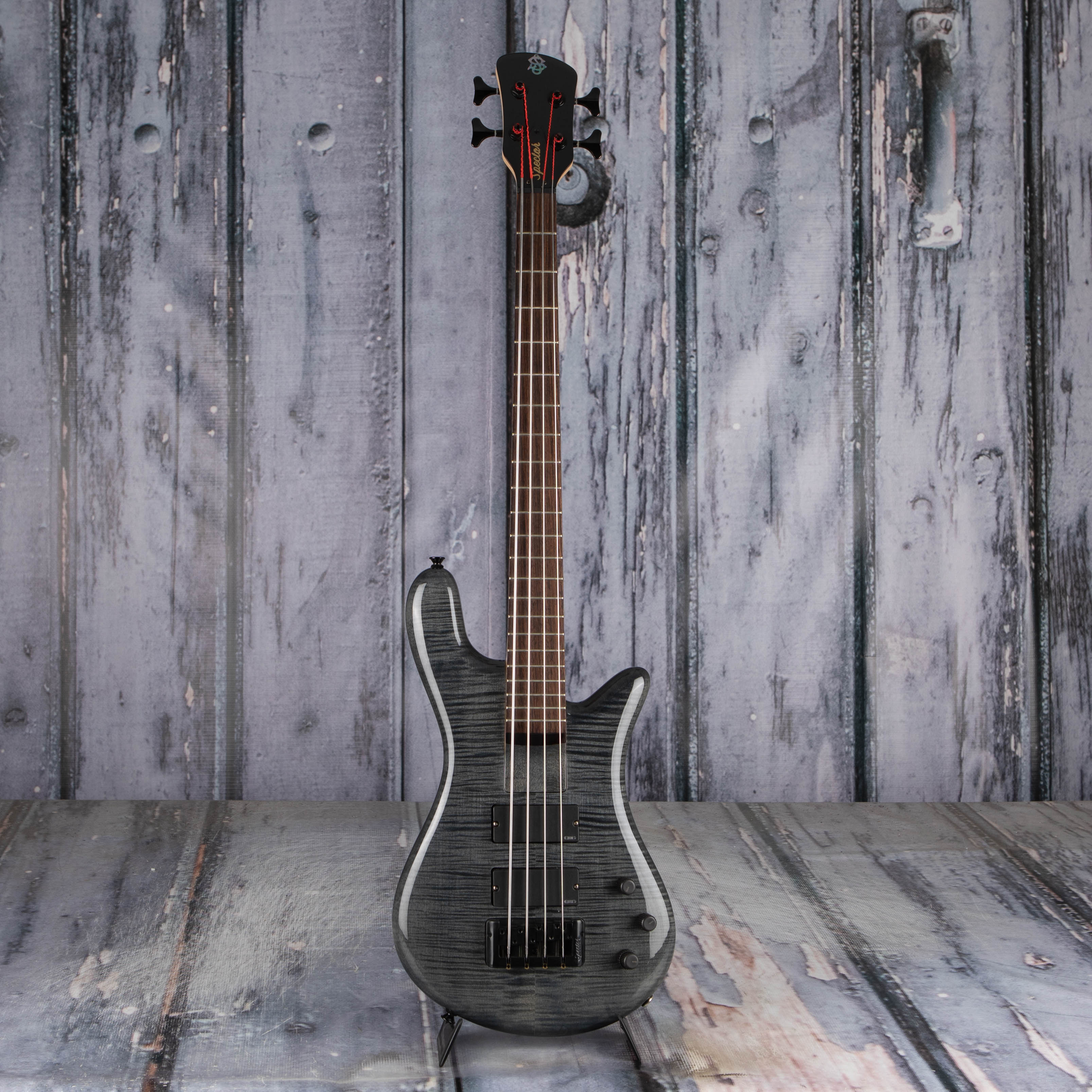 Used Spector Euro 4 Bass Guitar, Transparent Black, front