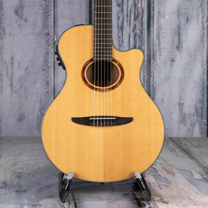 Used Yamaha NTX700 Classical Cutaway Acoustic/Electric Guitar, Natural, front closeup