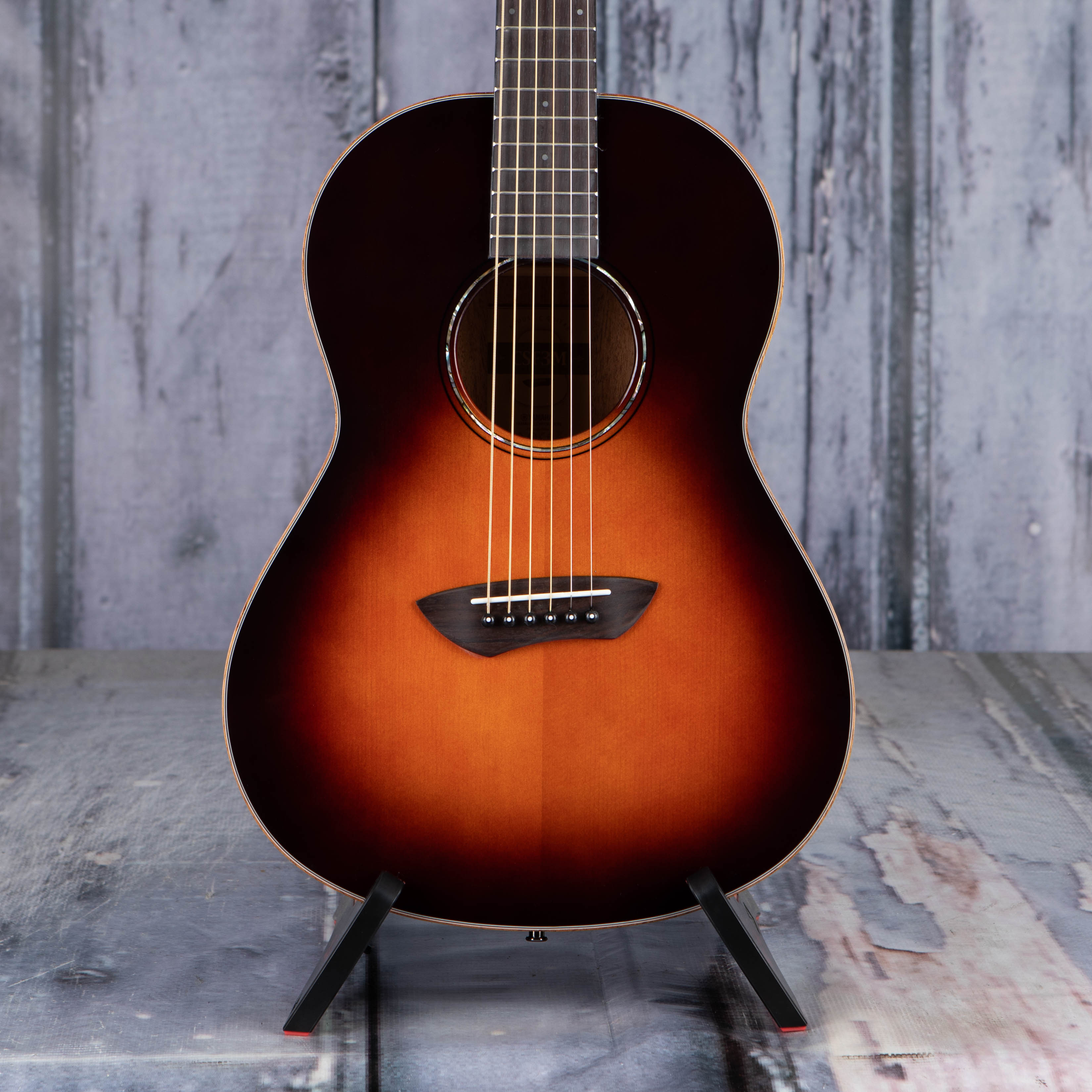 Yamaha CSF3M Compact Folk Acoustic/Electric Guitar, Tobacco Brown Sunburst, front closeup