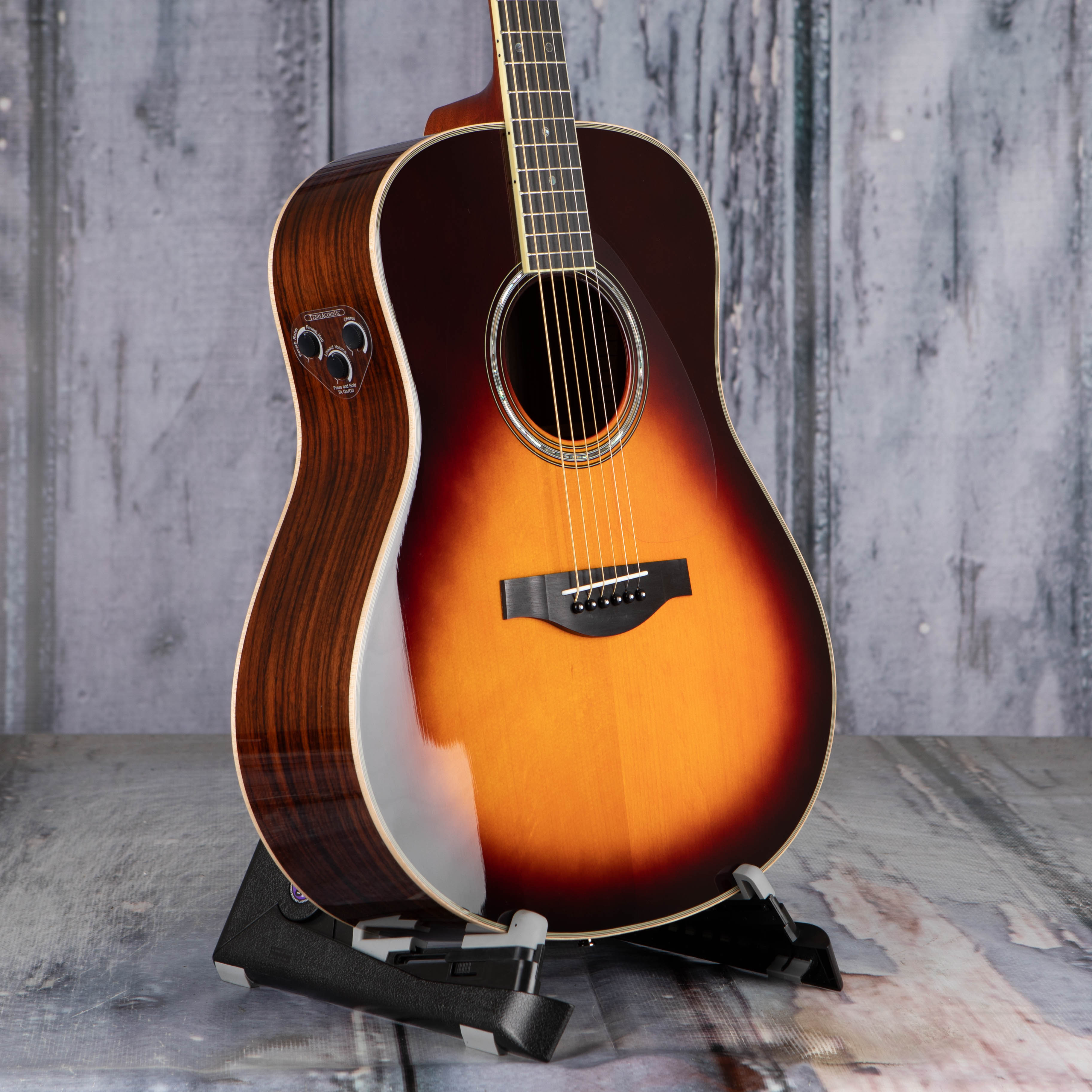 Yamaha LL-TA TransAcoustic Dreadnought Acoustic/Electric Guitar, Brown Sunburst, angle