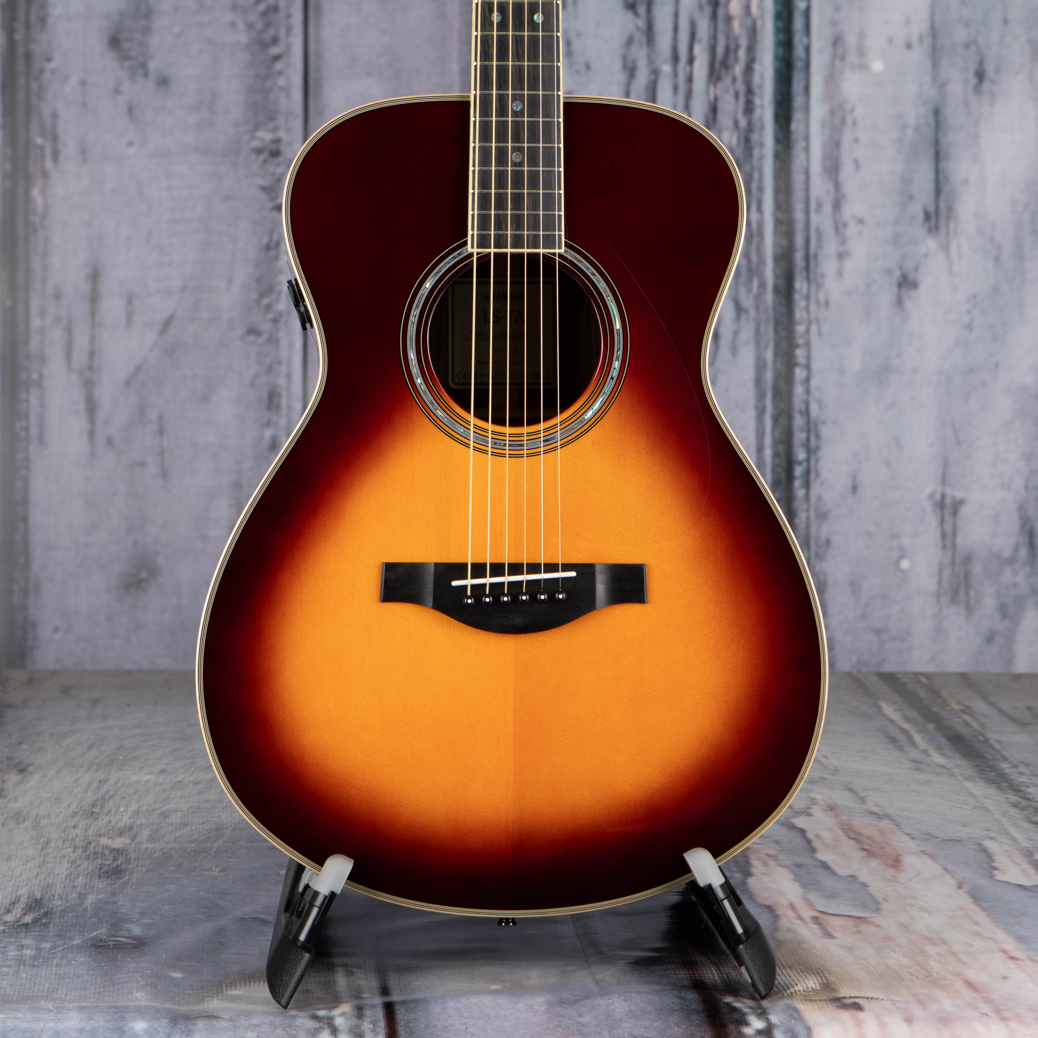 Yamaha LS-TA TransAcoustic Acoustic/Electric Guitar, Brown Sunburst, front closeup