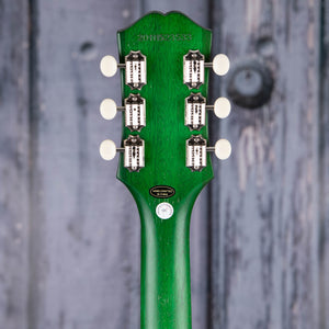 Epiphone SG Classic Worn P-90s Electric Guitar, Worn Inverness Green, back headstock