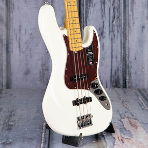 Fender American Professional II Jazz Bass Guitar, Olympic White, angle