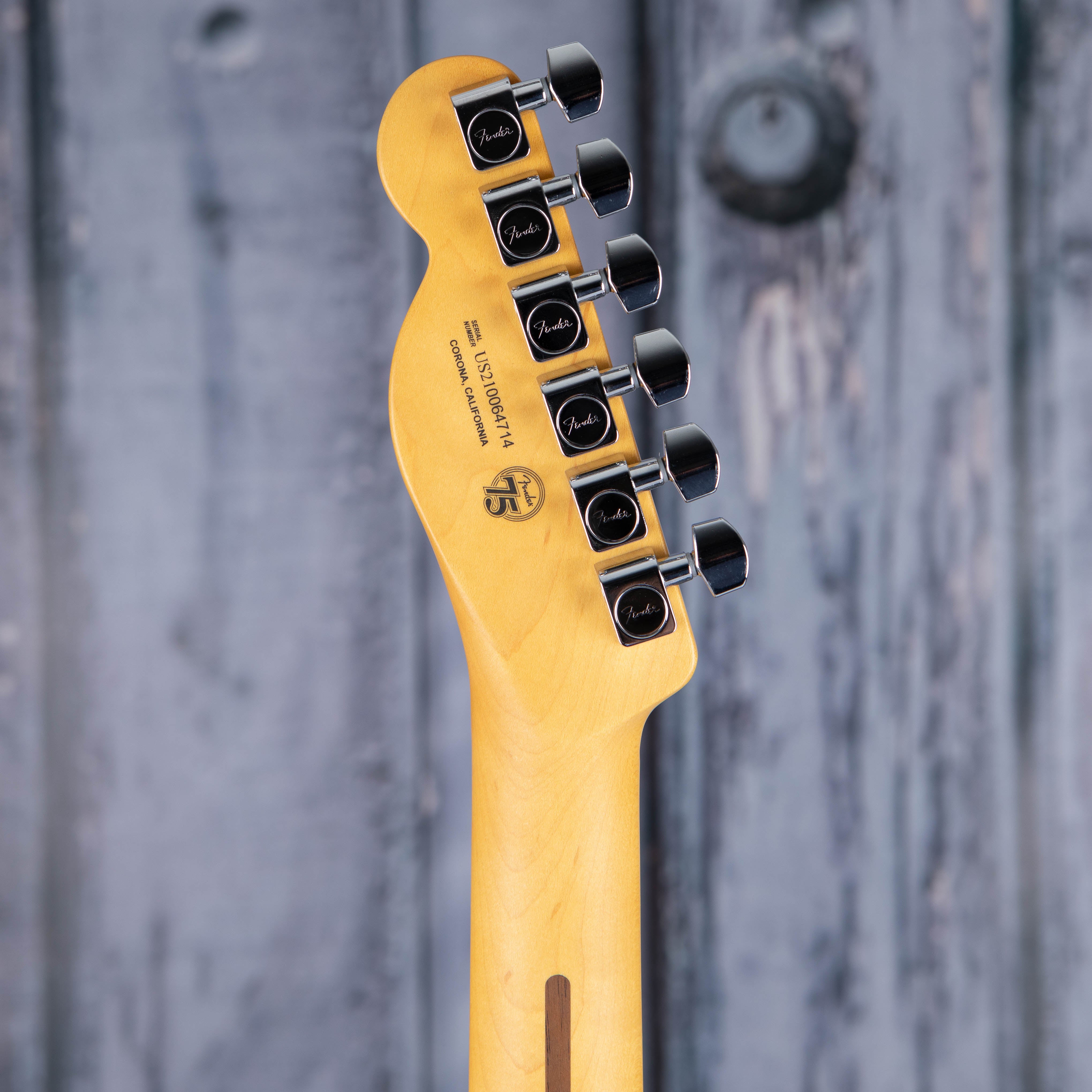 Fender American Professional II Telecaster Electric Guitar, Miami Blue, back headstock