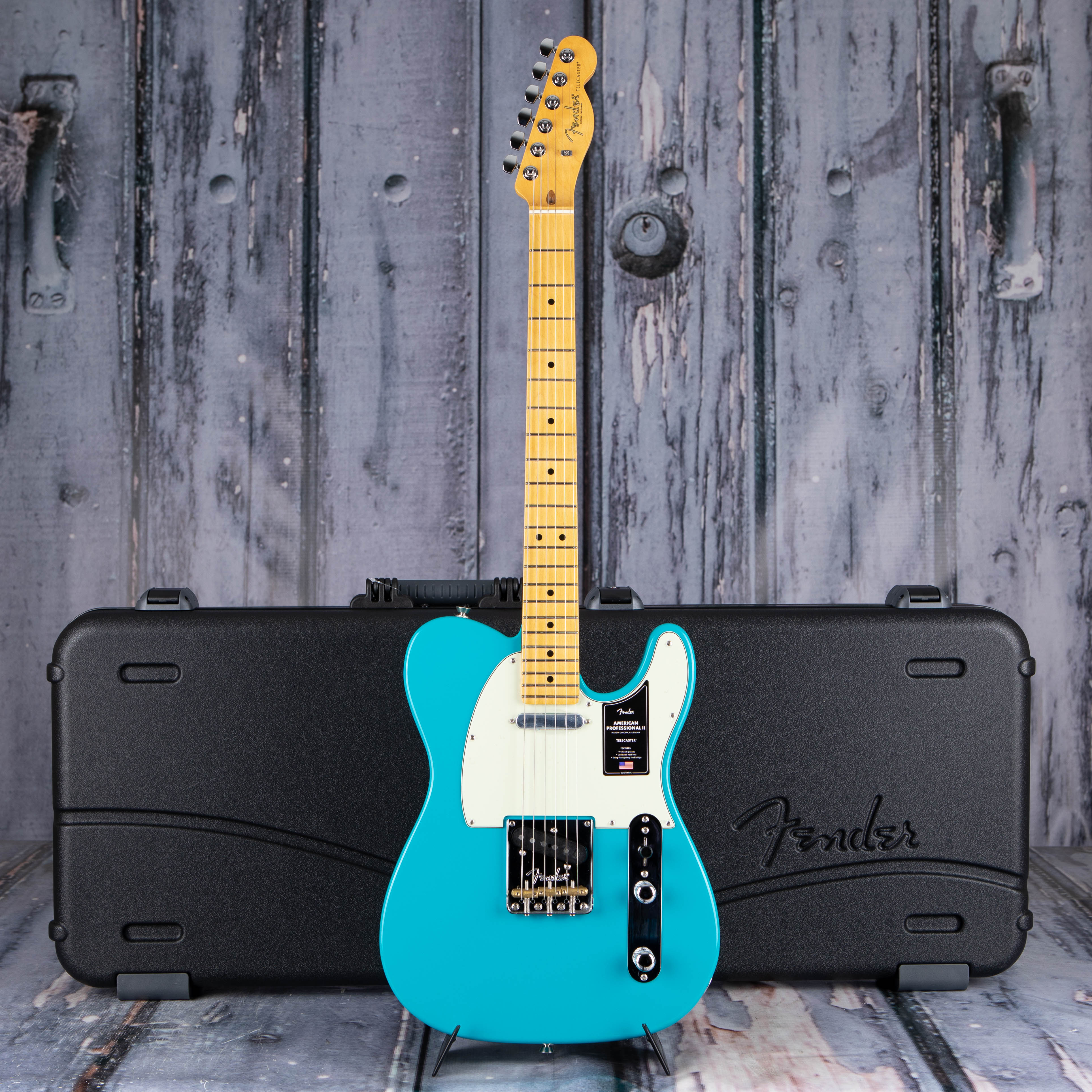 Fender American Professional II Telecaster Electric Guitar, Miami Blue, case