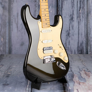 Fender American Ultra Stratocaster HSS Electric Guitar, Maple Fingerboard, Texas Tea, angle