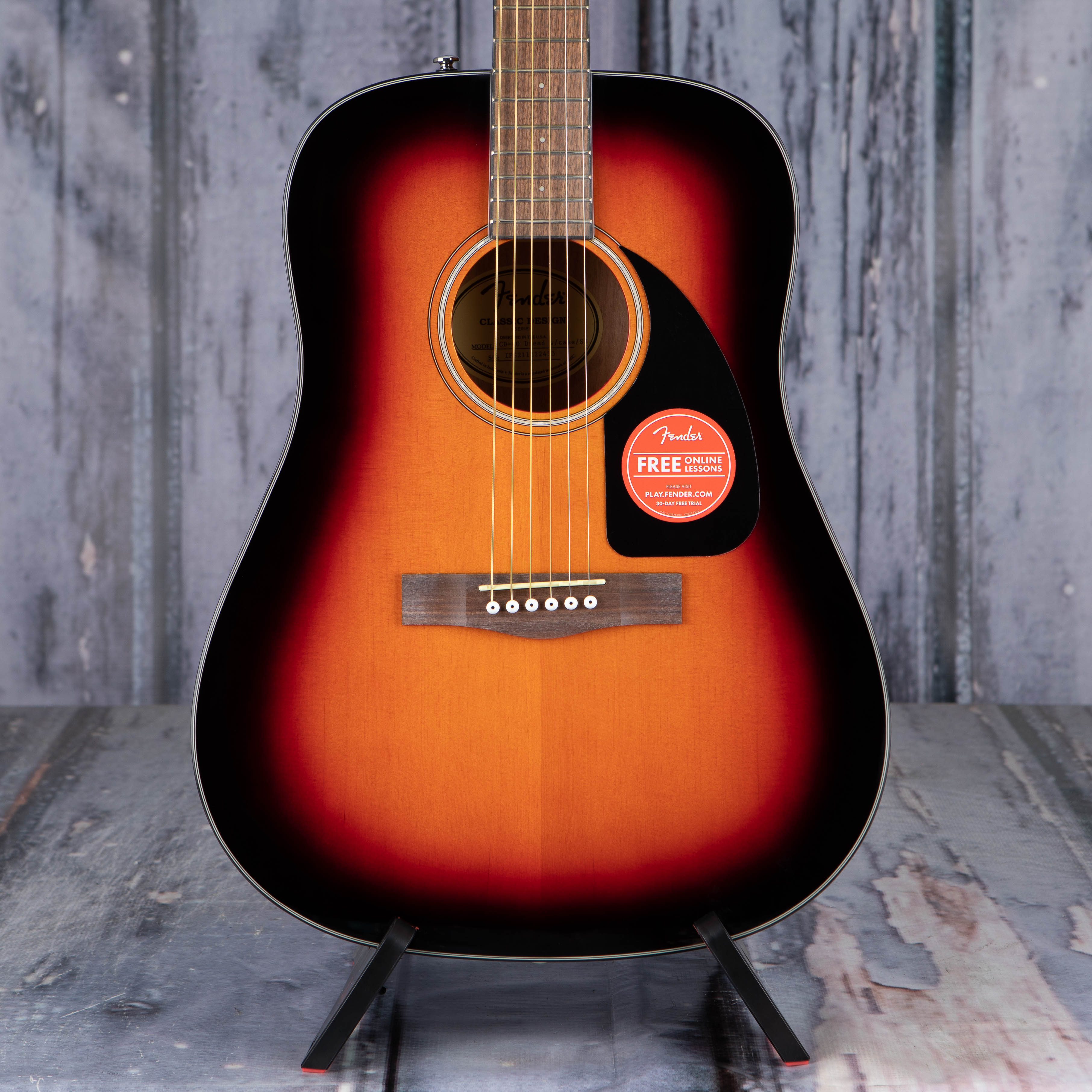 Fender CD-60 Dreadnought V3 Acoustic Guitar, Sunburst, front closeup