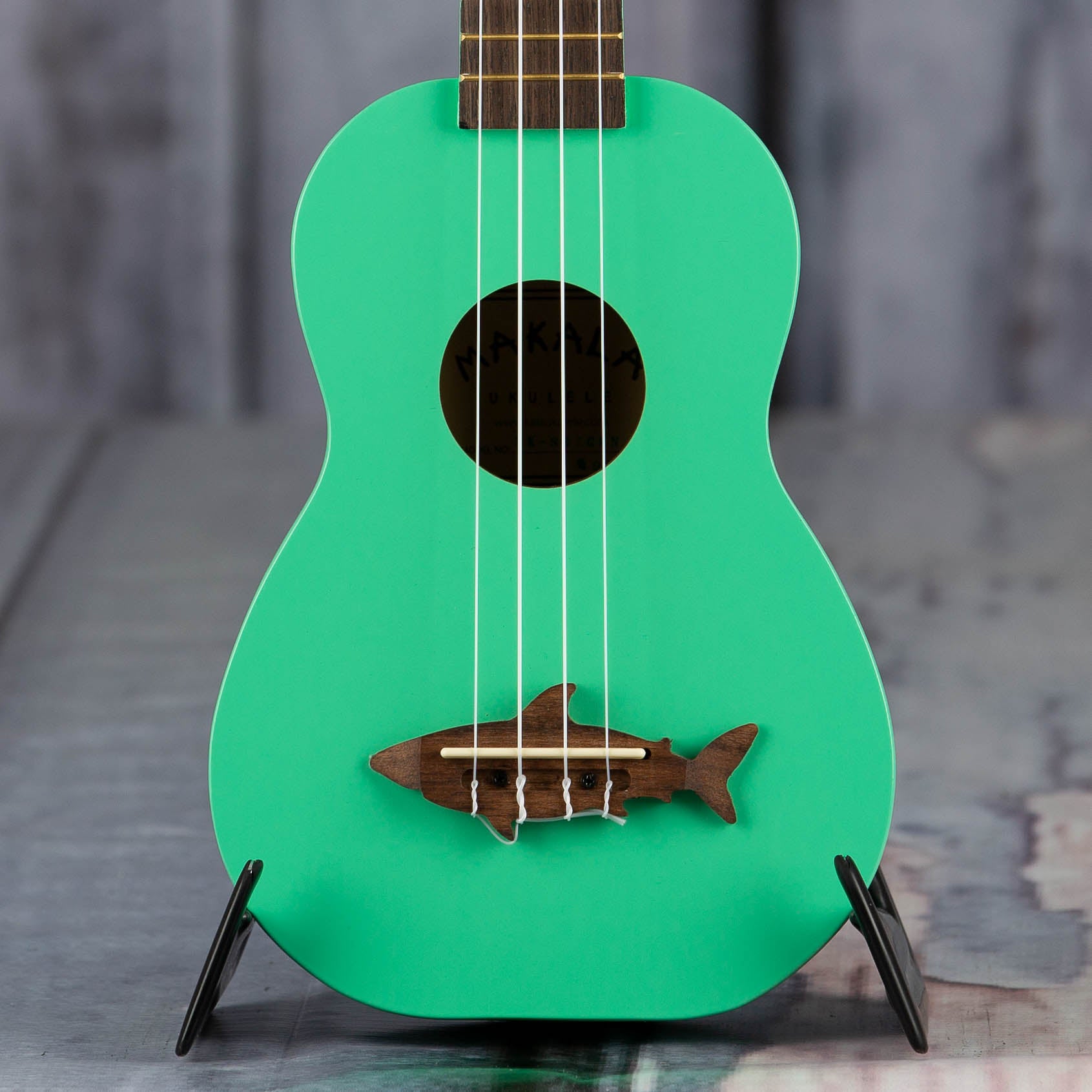 Kala MK-SS/GRN Makala Shark Soprano Ukulele, Surf Green, front closeup