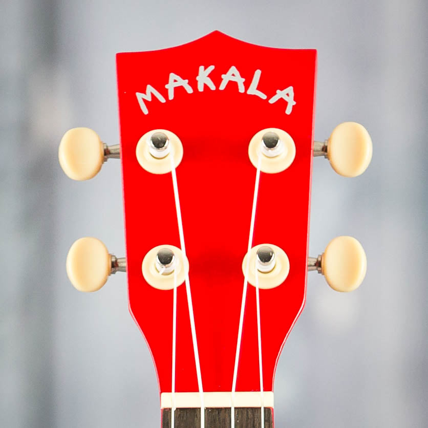 Kala MK-SS/RED Makala Shark Soprano Ukulele, Red Sea, front headstock